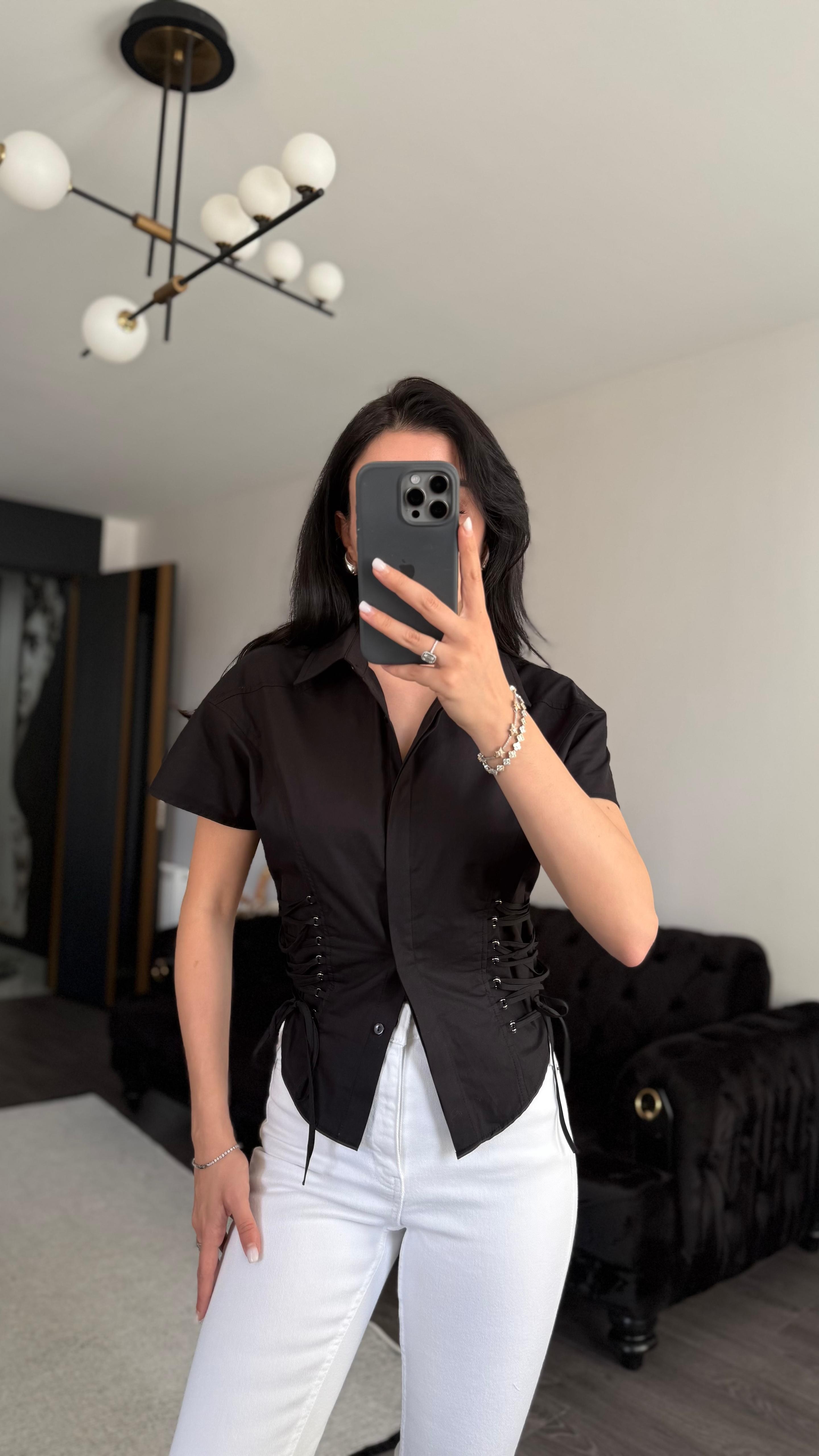 Yandan İp Detaylı Gömlek
