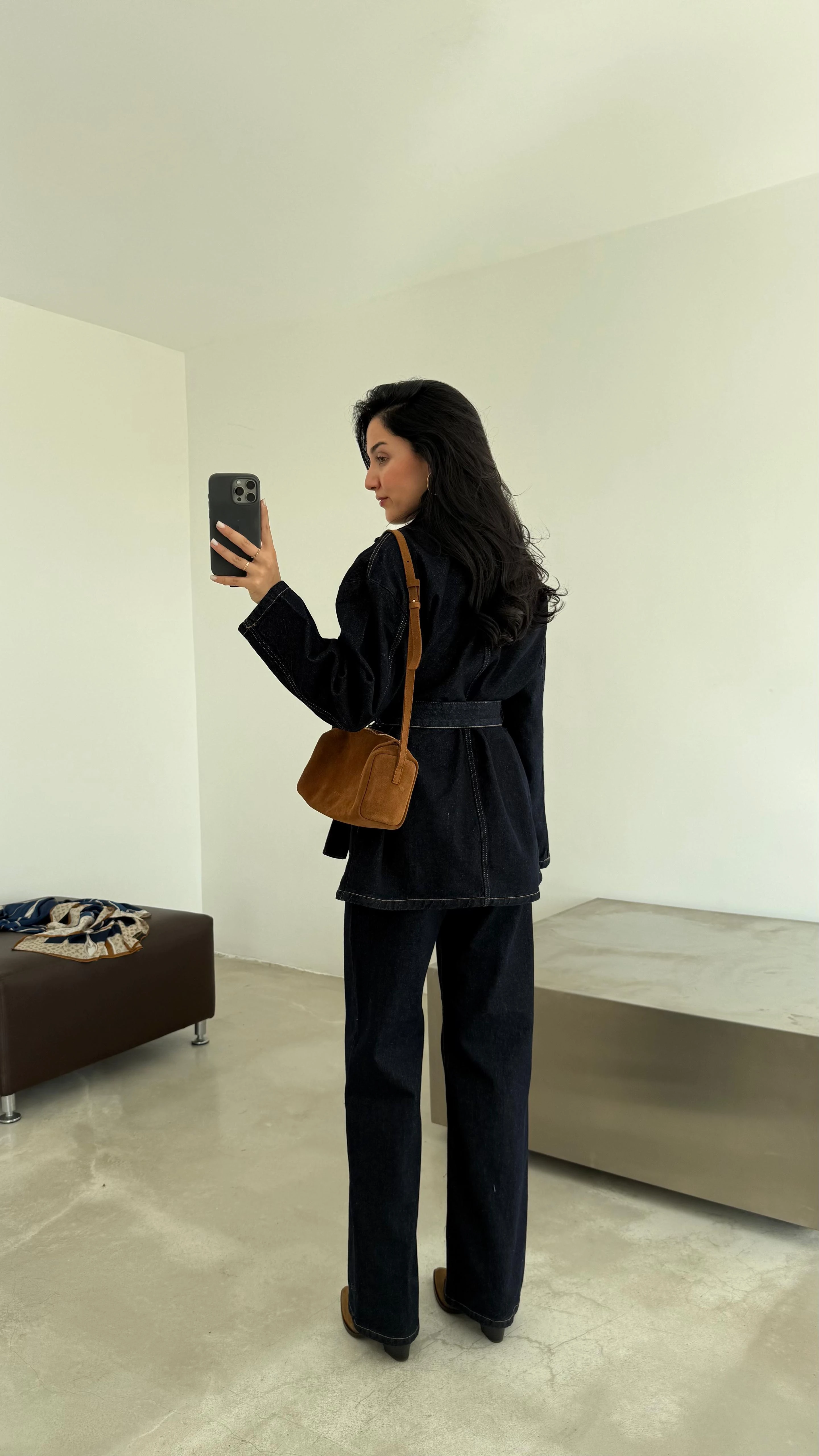 Kuşaklı Denim Takım (VNT3568)