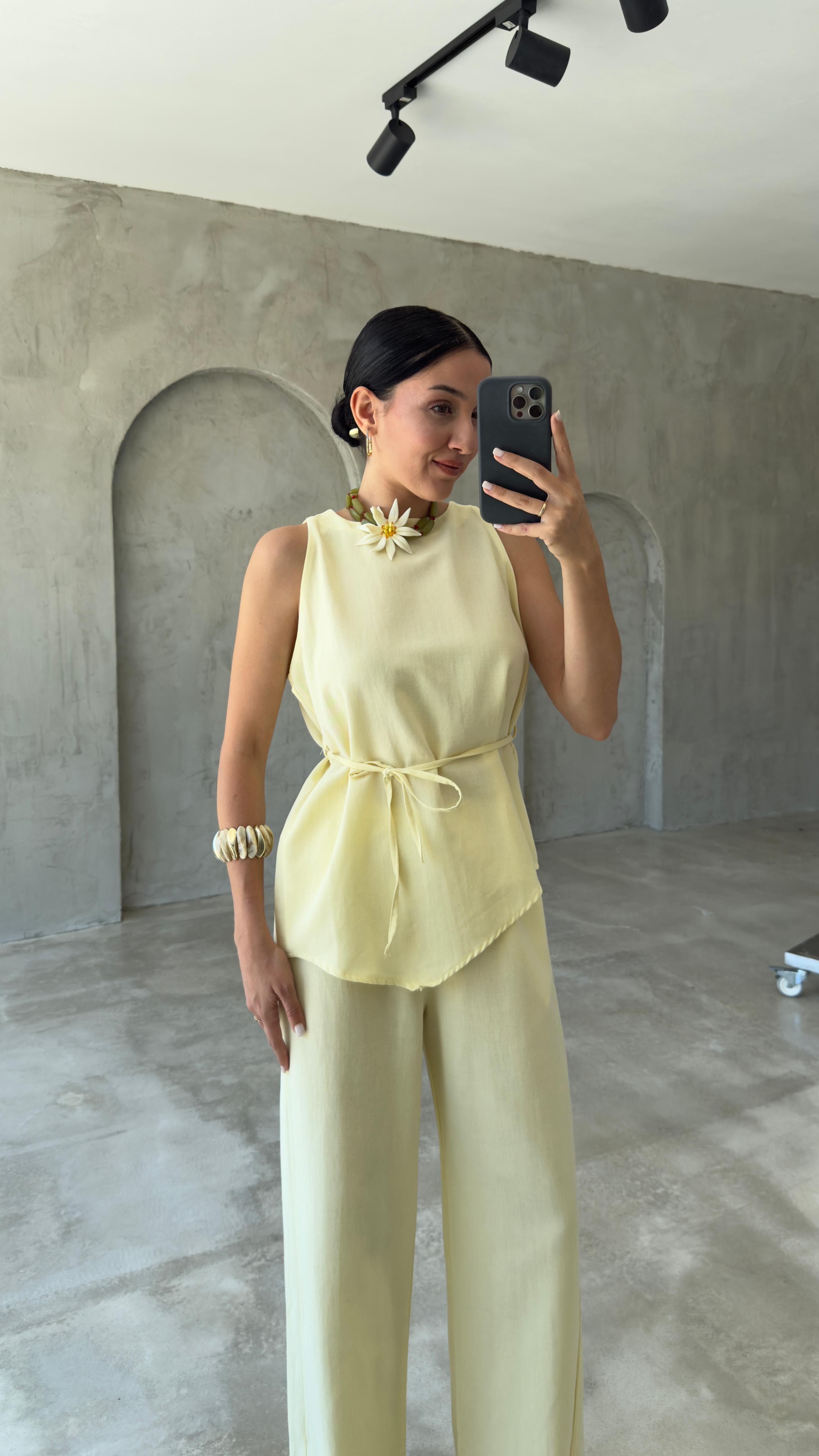 Asimetrik Bluz Pantolon Takım (VNT8784)