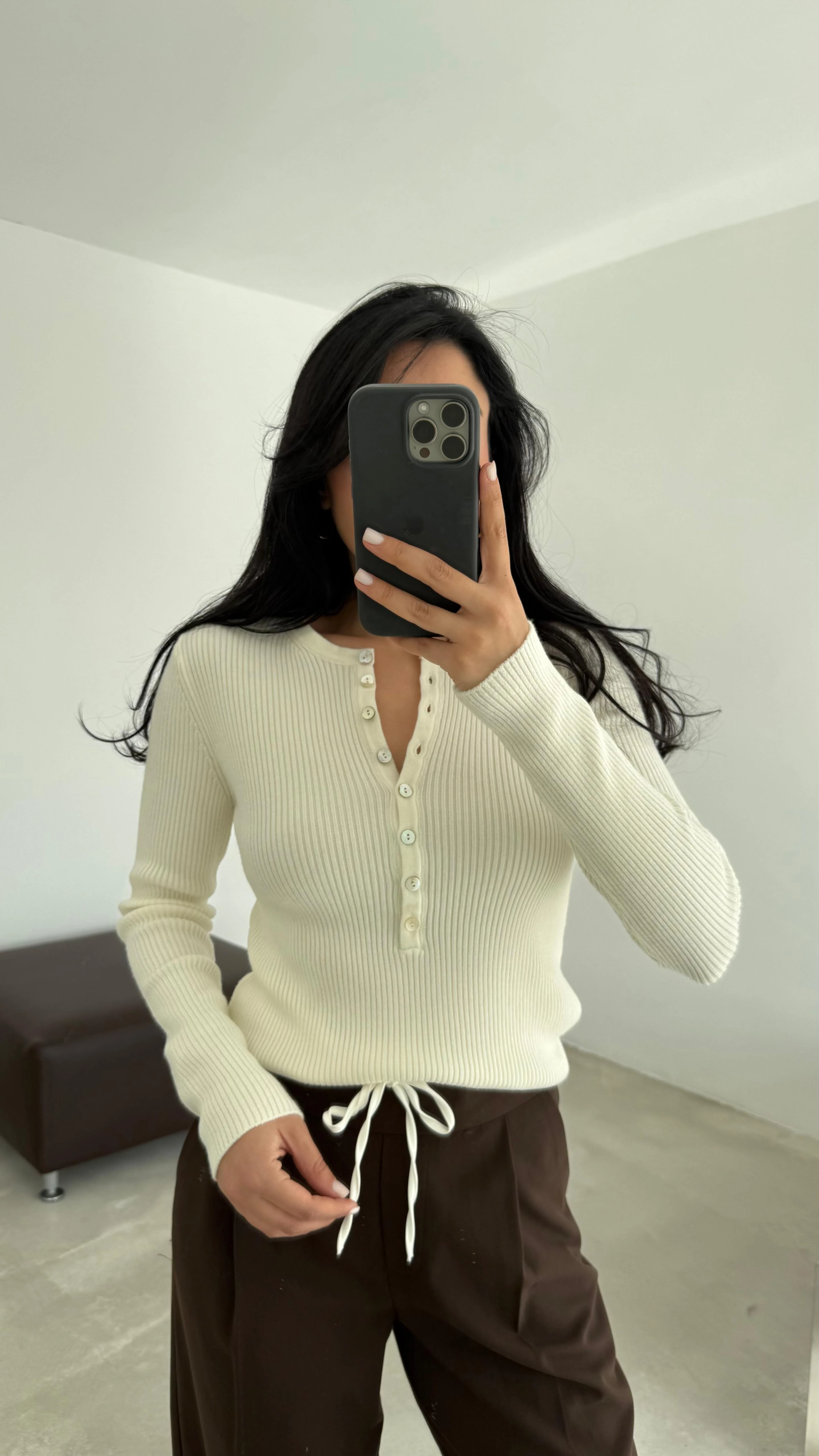 Bisiklet Yaka Yünlü Kazak (VNT10819)