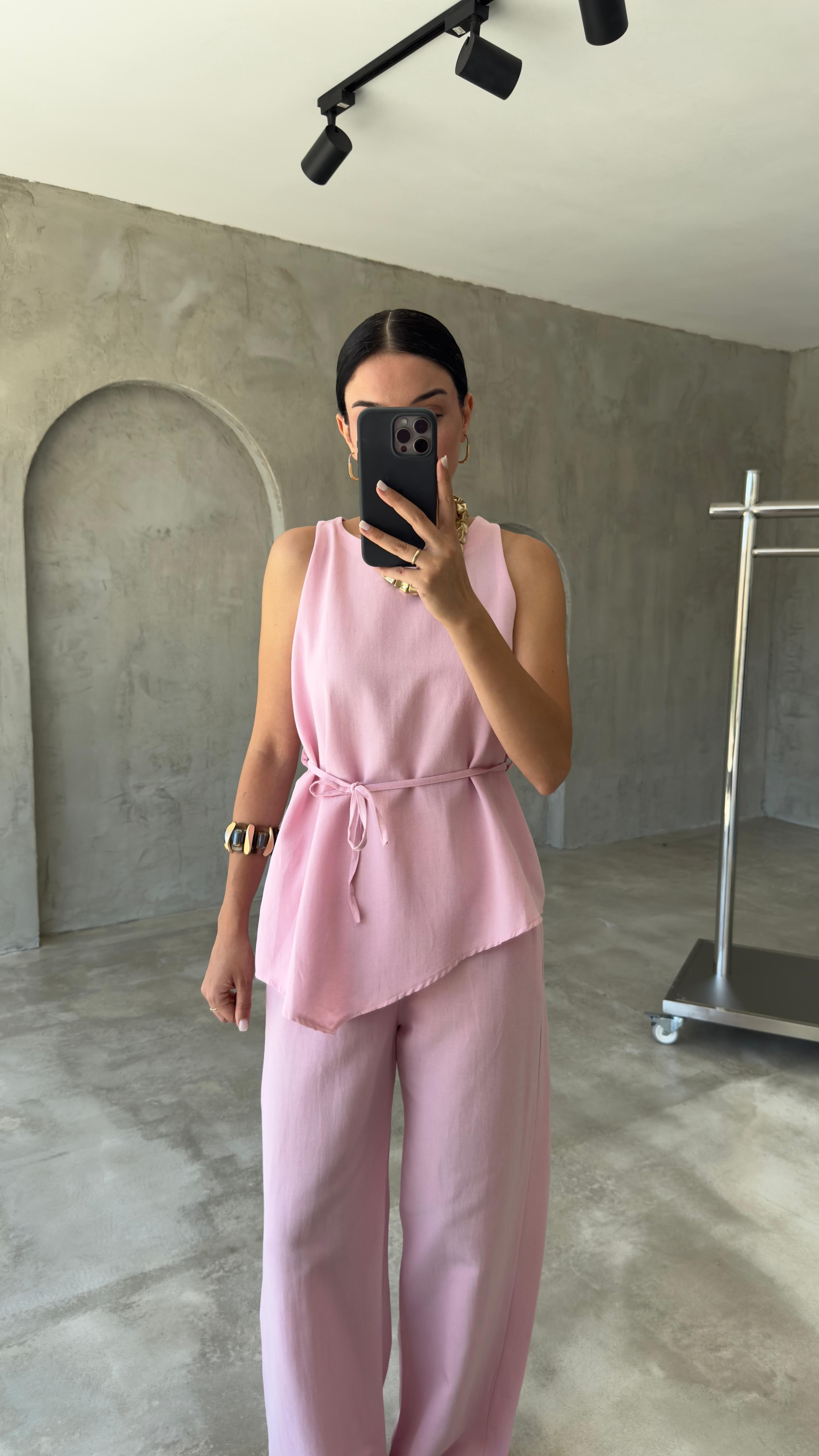 Asimetrik Bluz Pantolon Takım (VNT8784)