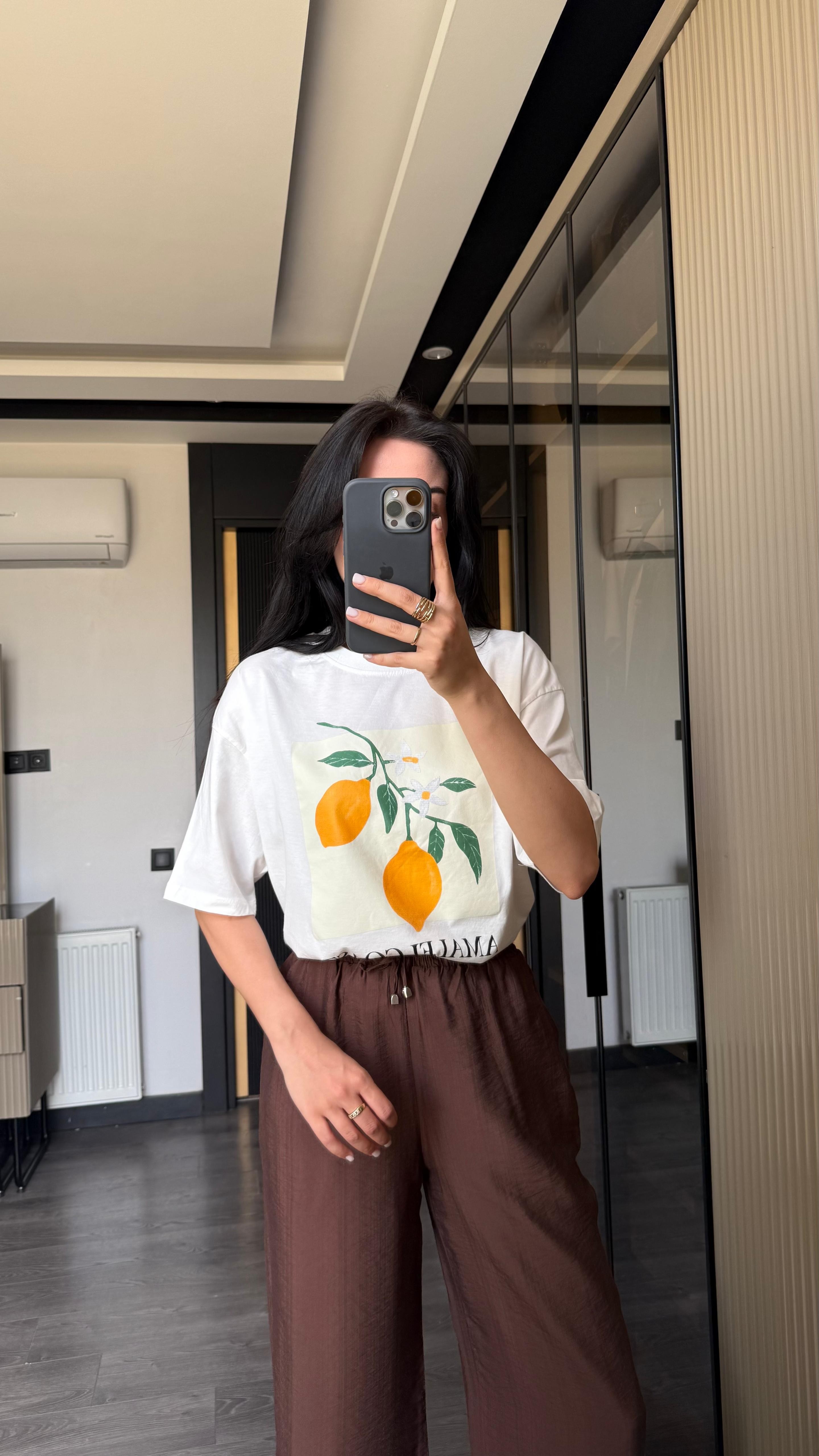 Limon Baskılı Oversize Tshırt (VNT1047)