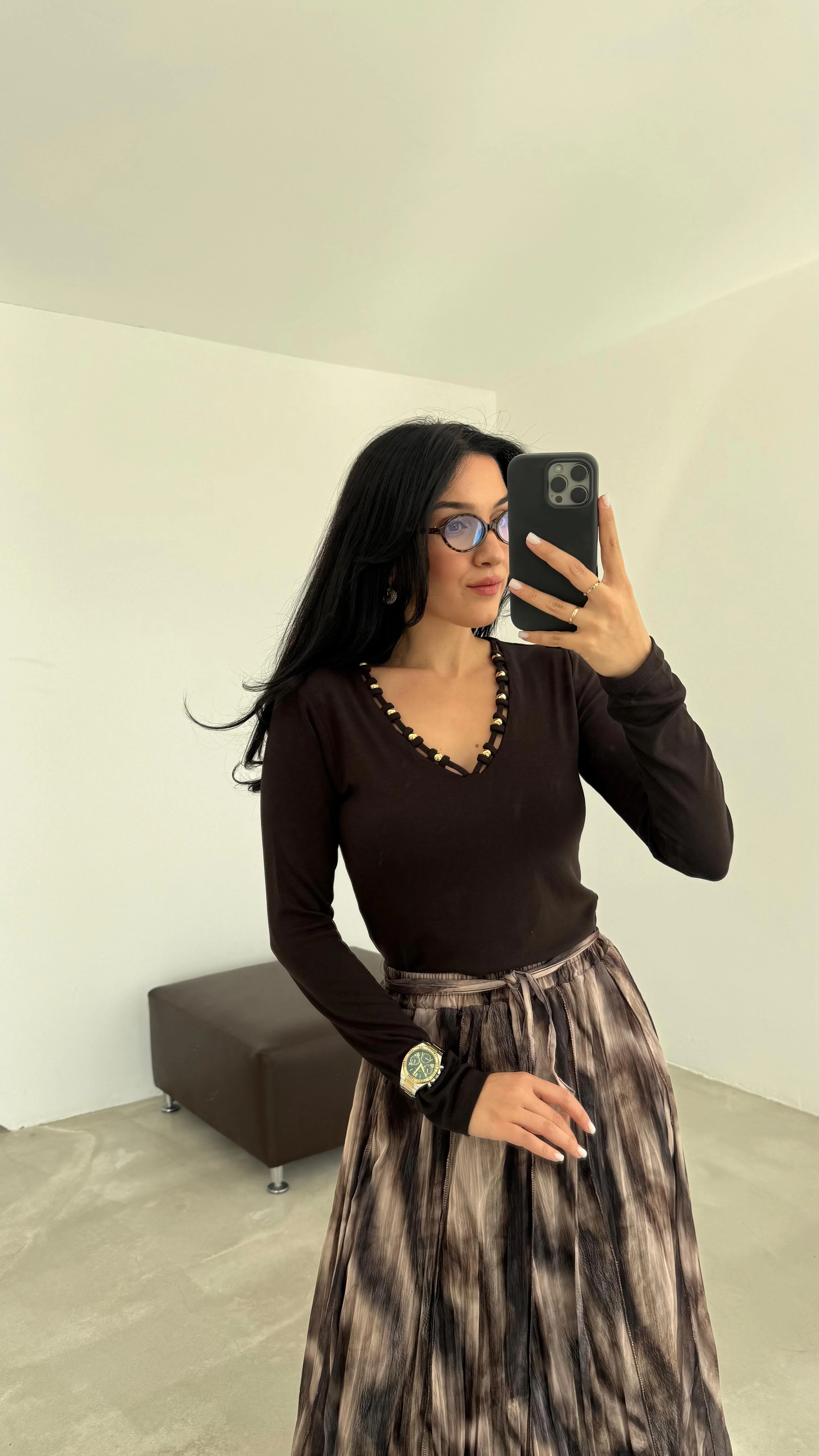 Yaka Boncuk Detaylı Bluz (VNT251047)