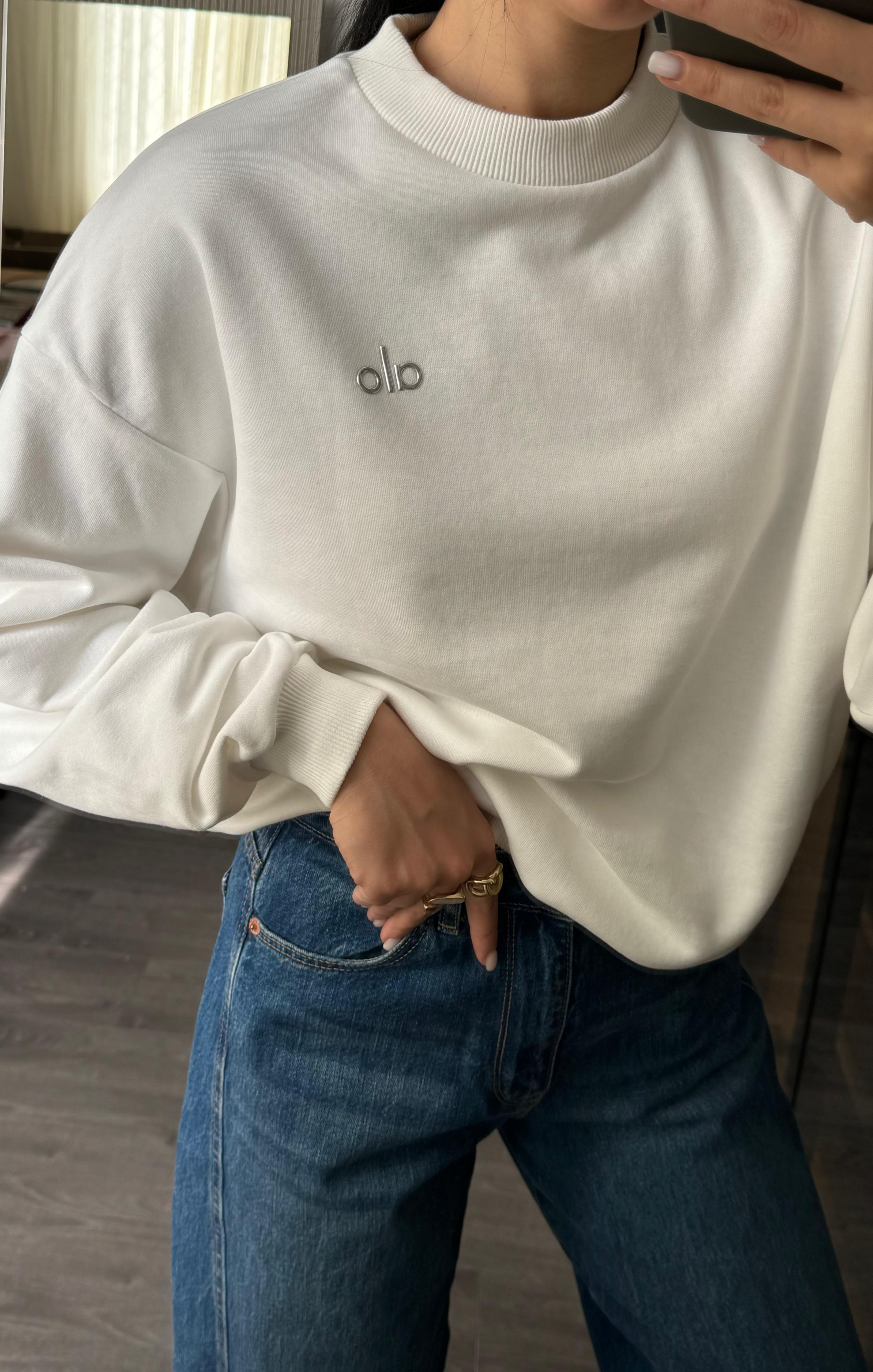 Orijinal Marka Etiketli Beyaz Sweatshirt