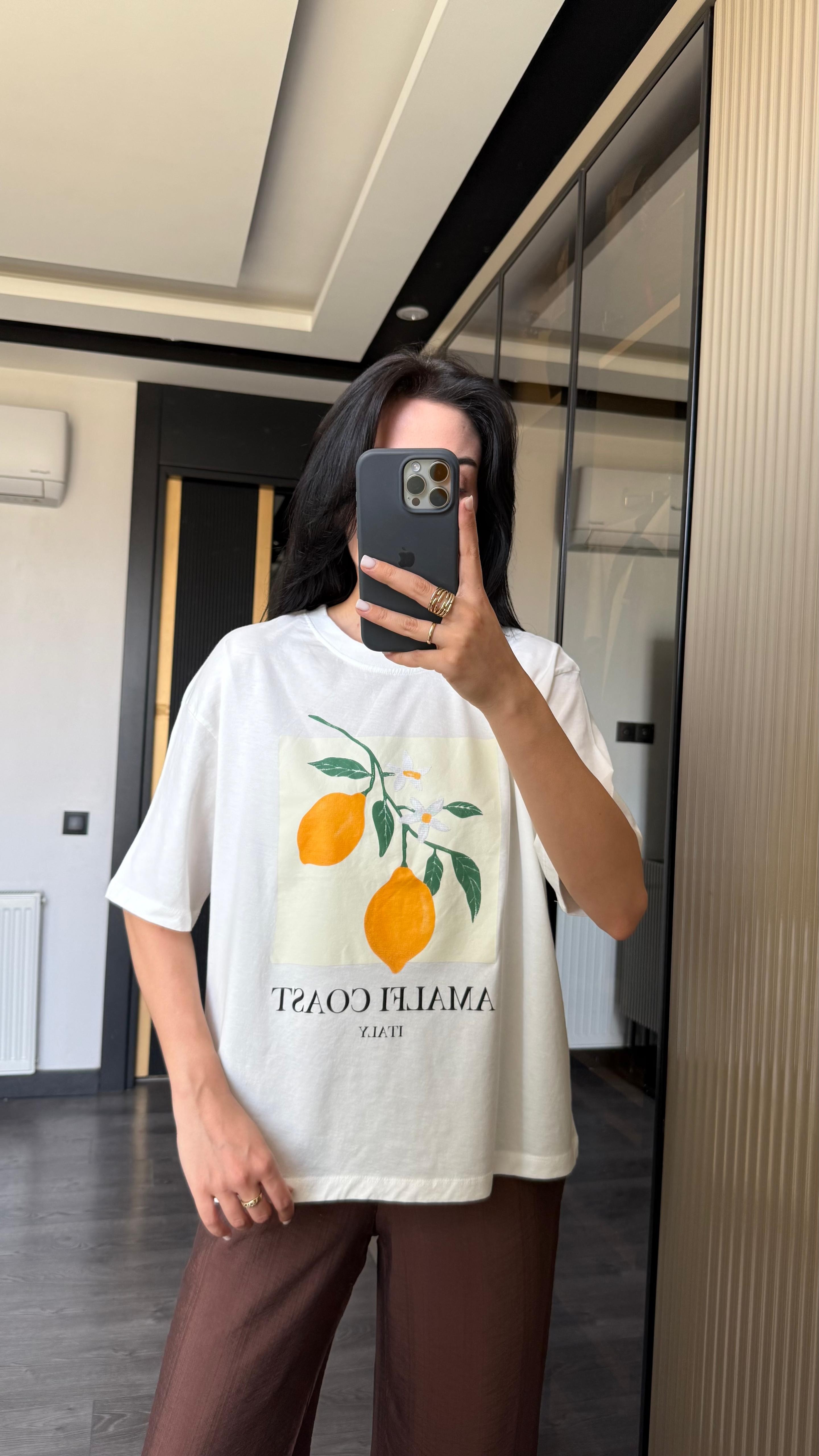 Limon Baskılı Oversize Tshırt (VNT1047)
