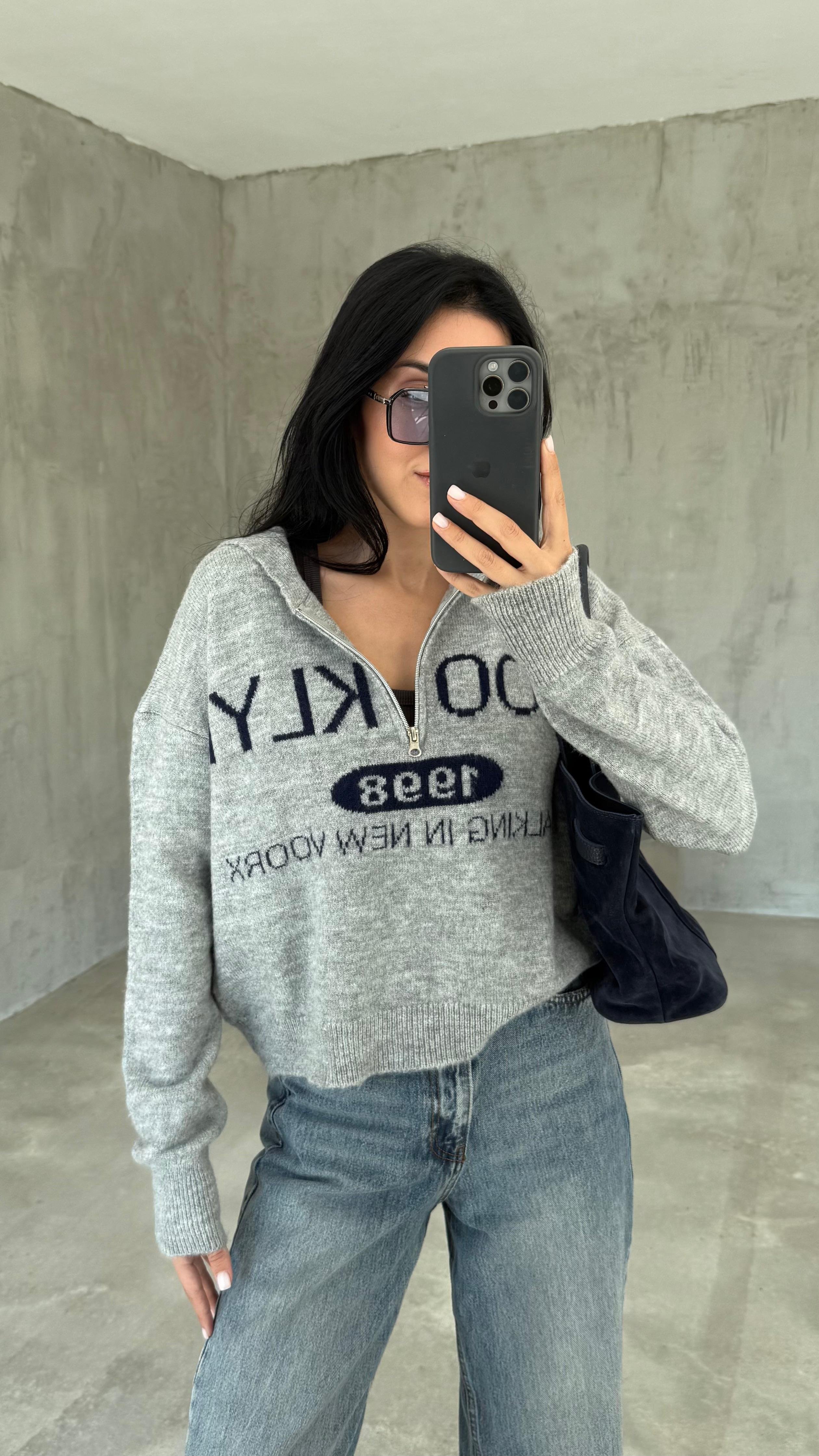 Yarım  Fermuarlı Triko (VNT00951)