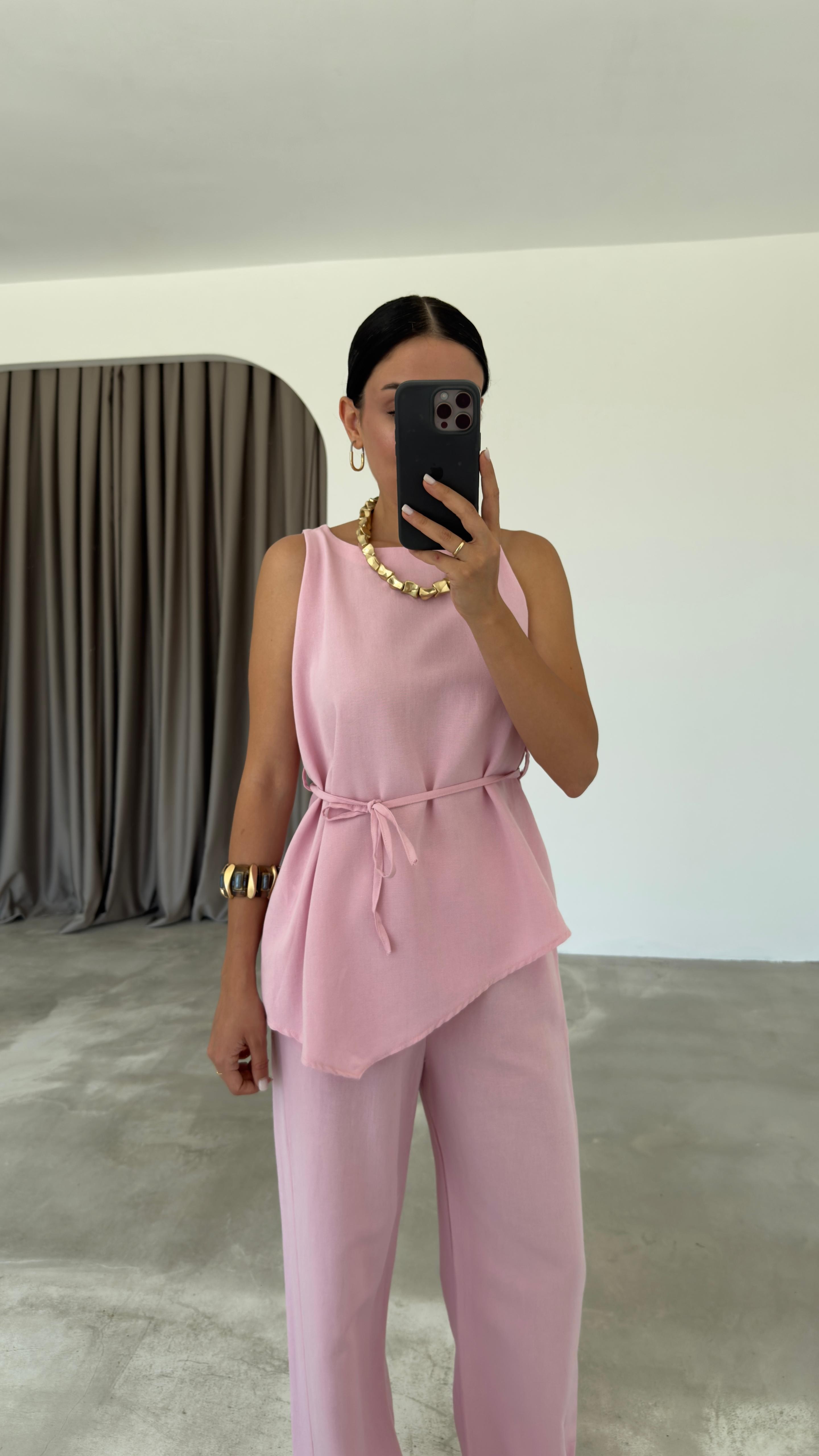 Asimetrik Bluz Pantolon Takım (VNT8784)