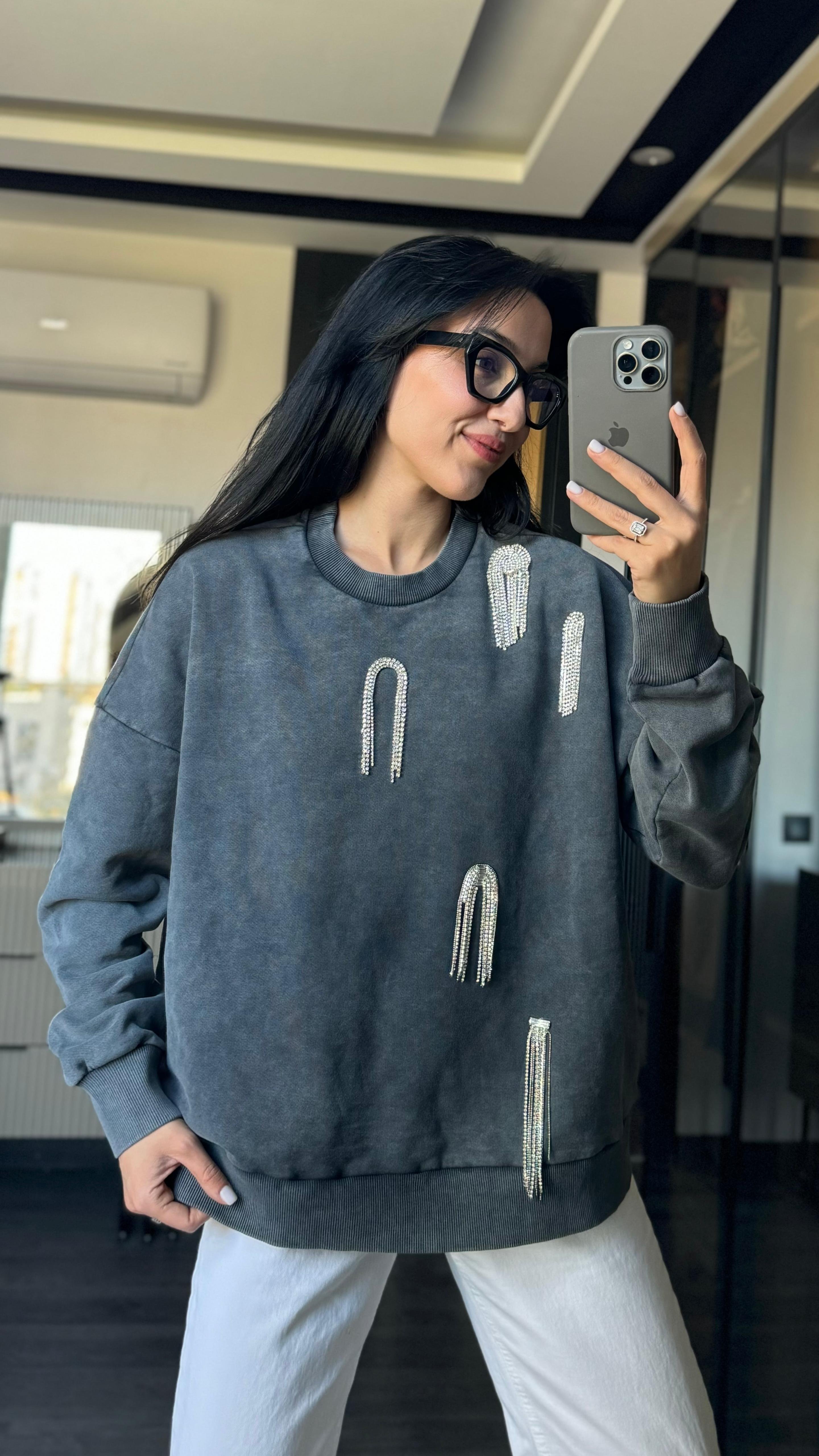 Dikme Taş Yıkamalı Sweat