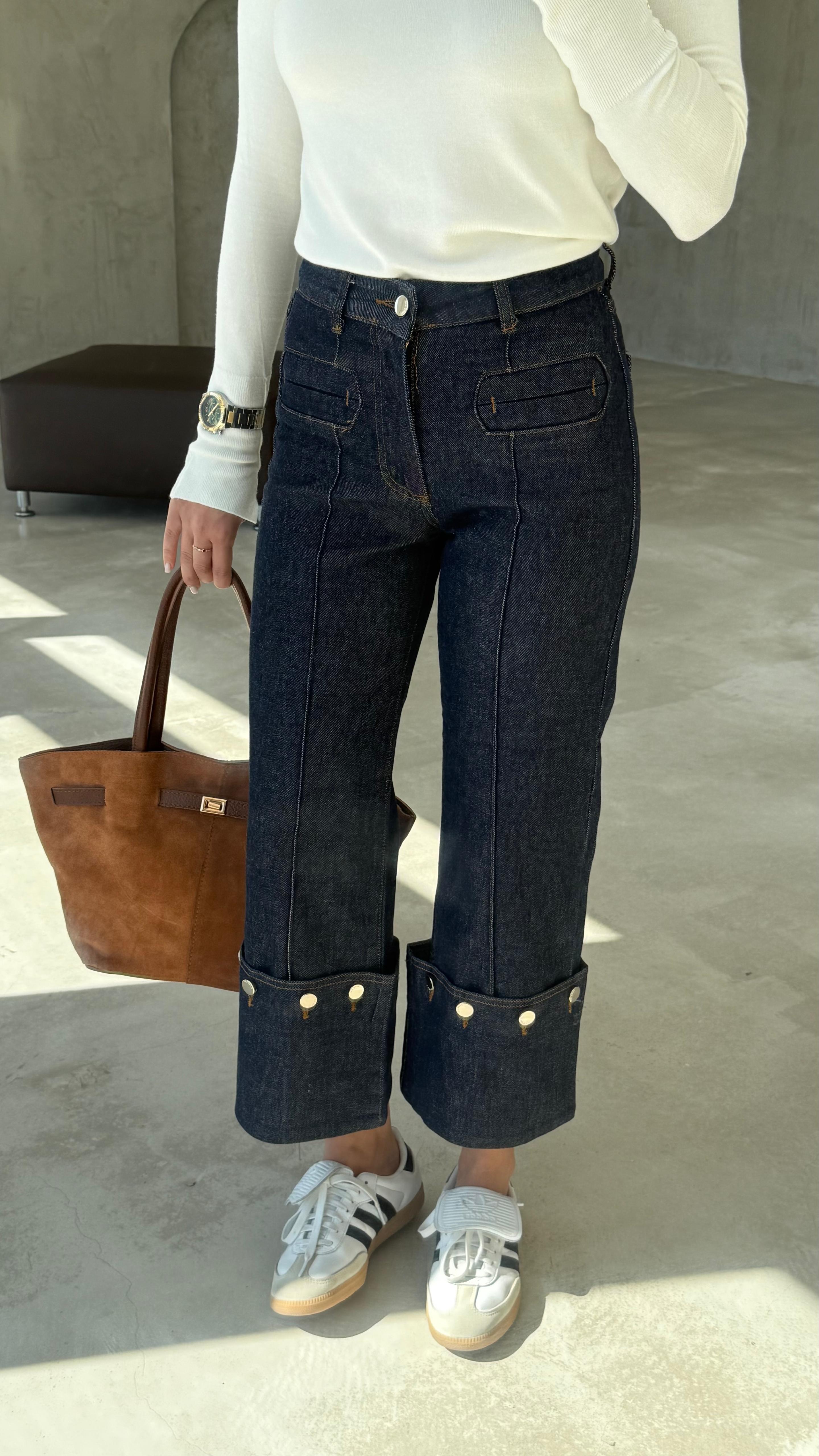 Paça Katlı Straıght Jean (VNT4362)