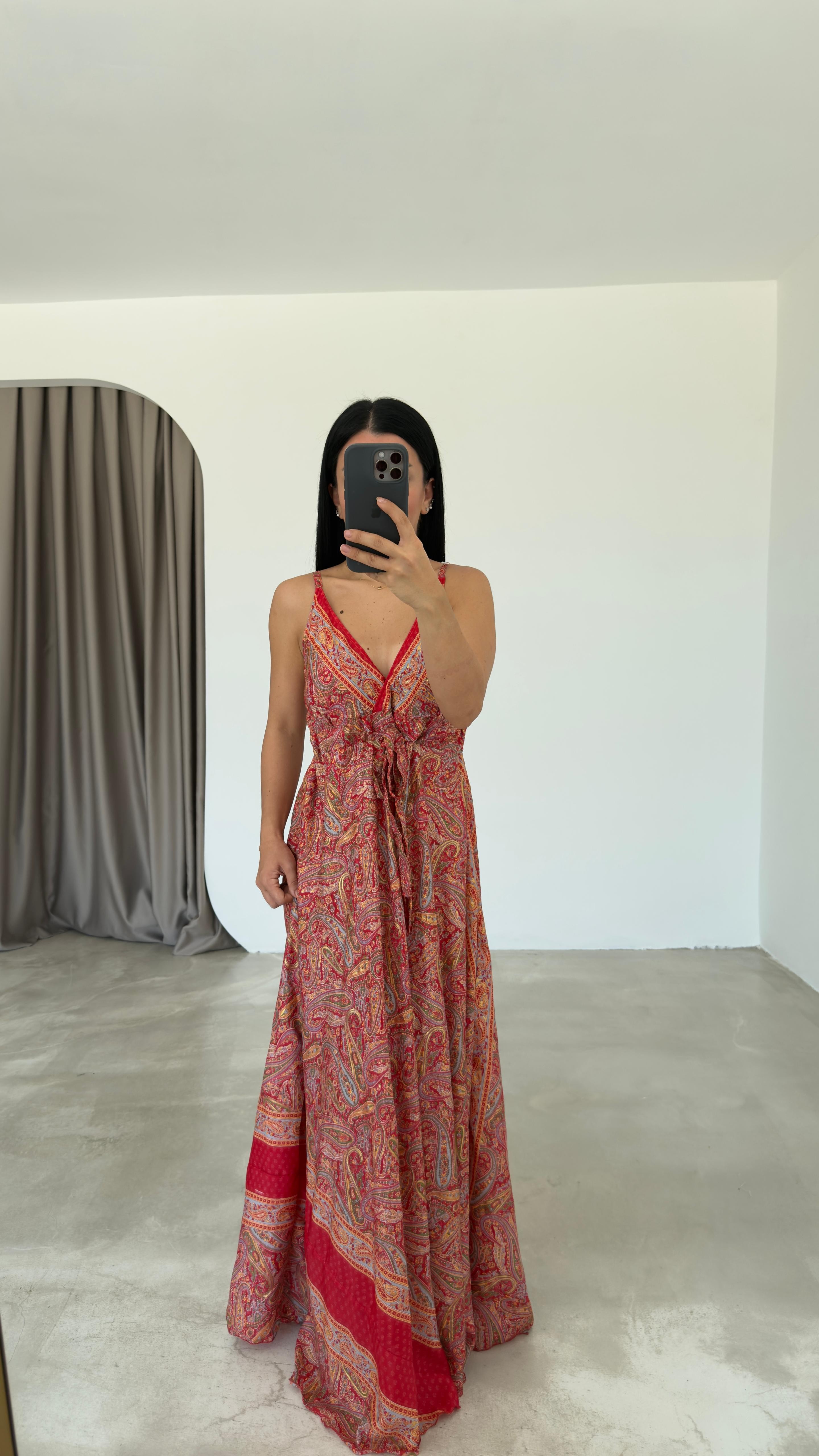 Etnik Desen Askılı Elbise (VNT38984)