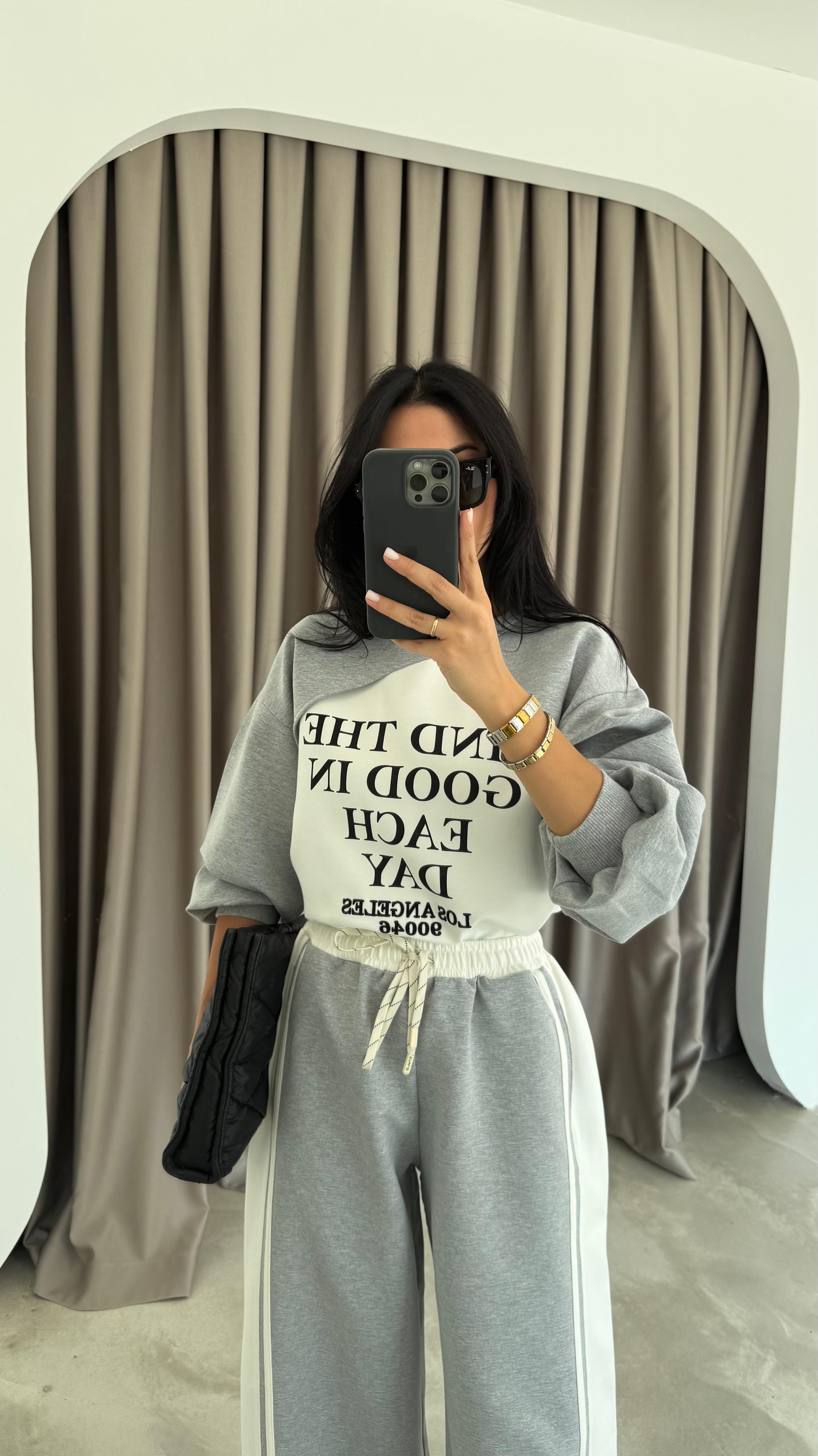 Yazı Baskılı Sweat Eşofman Takım (VNT891857)
