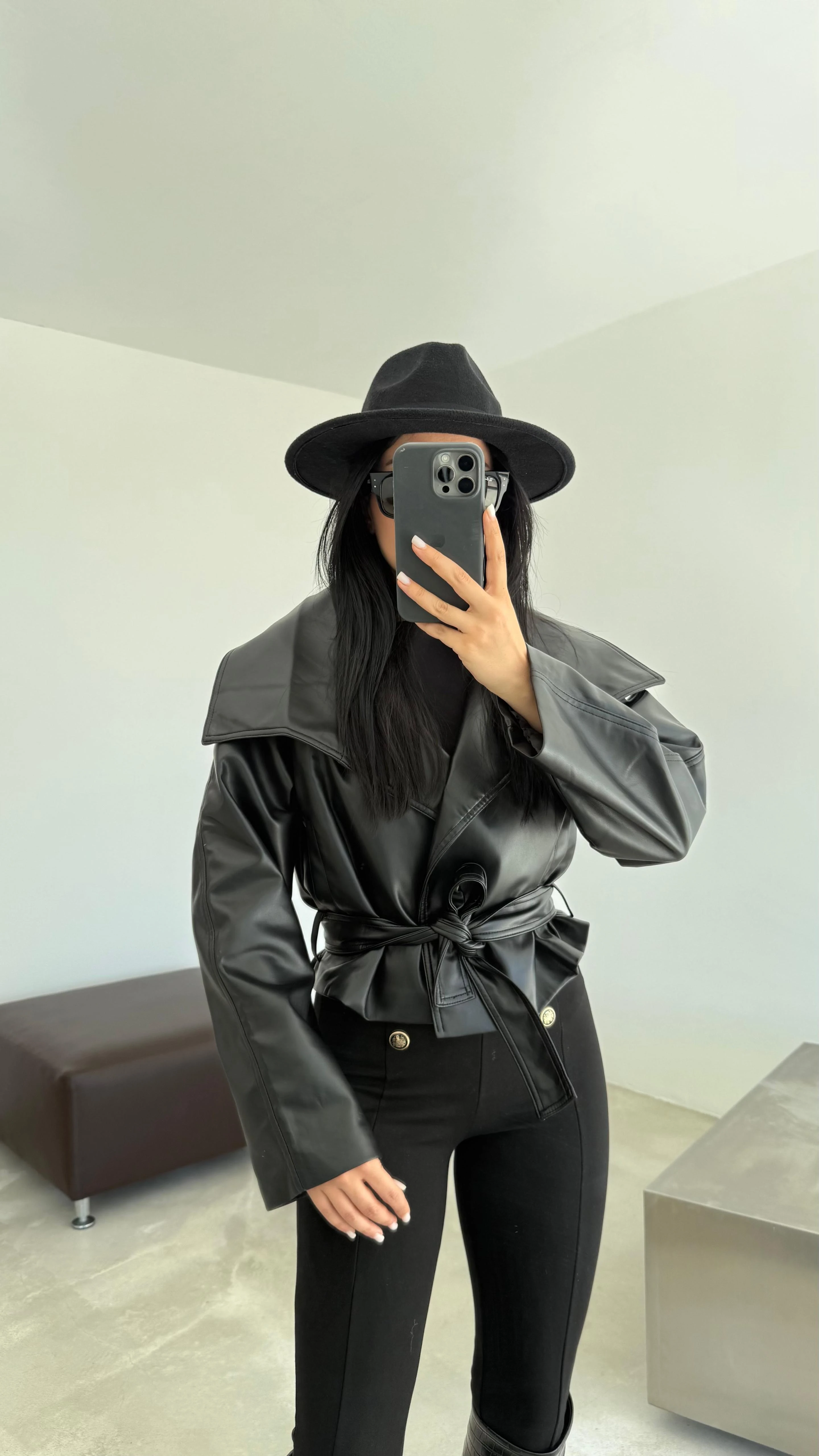 Reglan Kol Deri Ceket