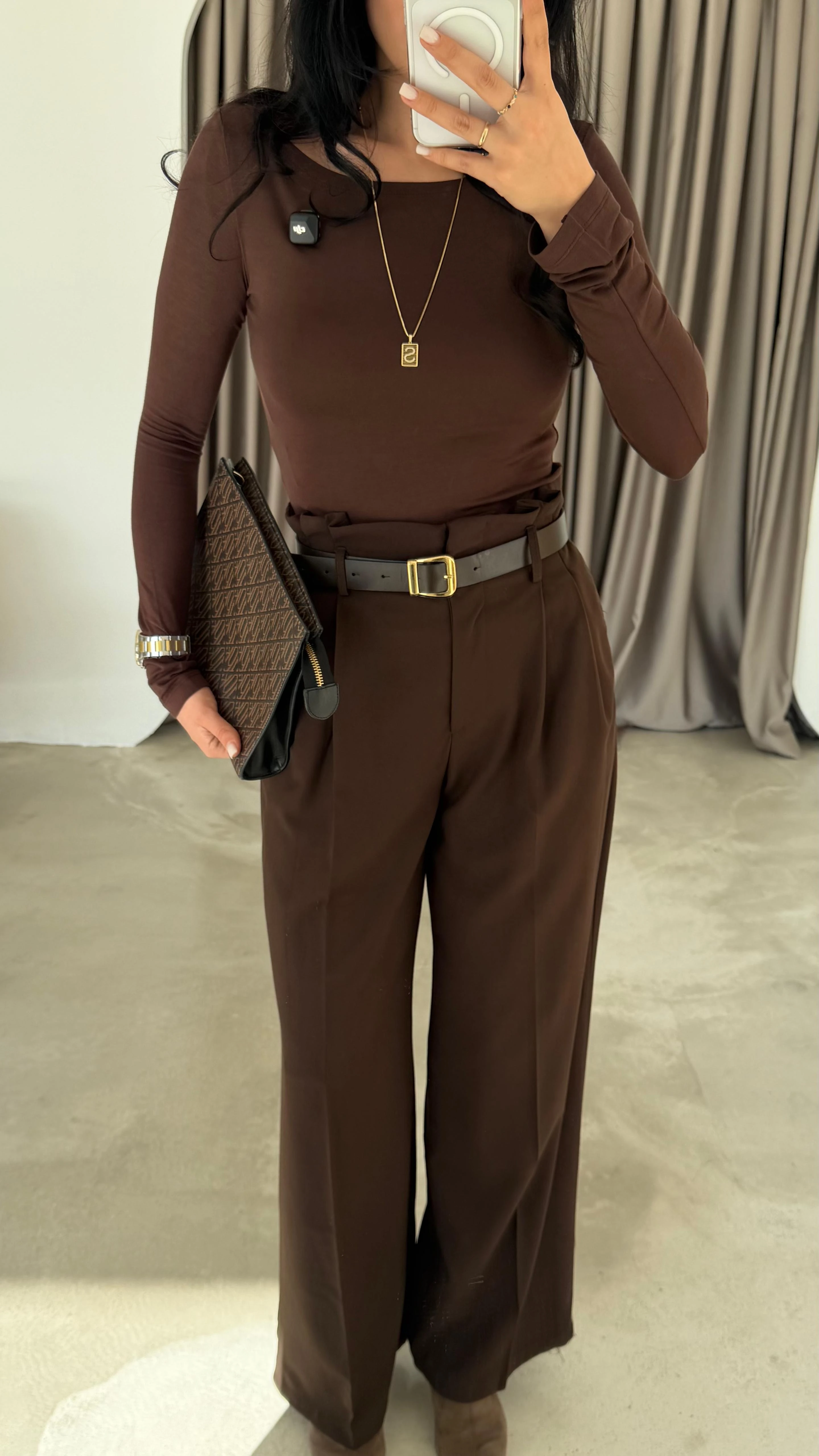 Gold Kemer Detaylı Palazzo Pantolon