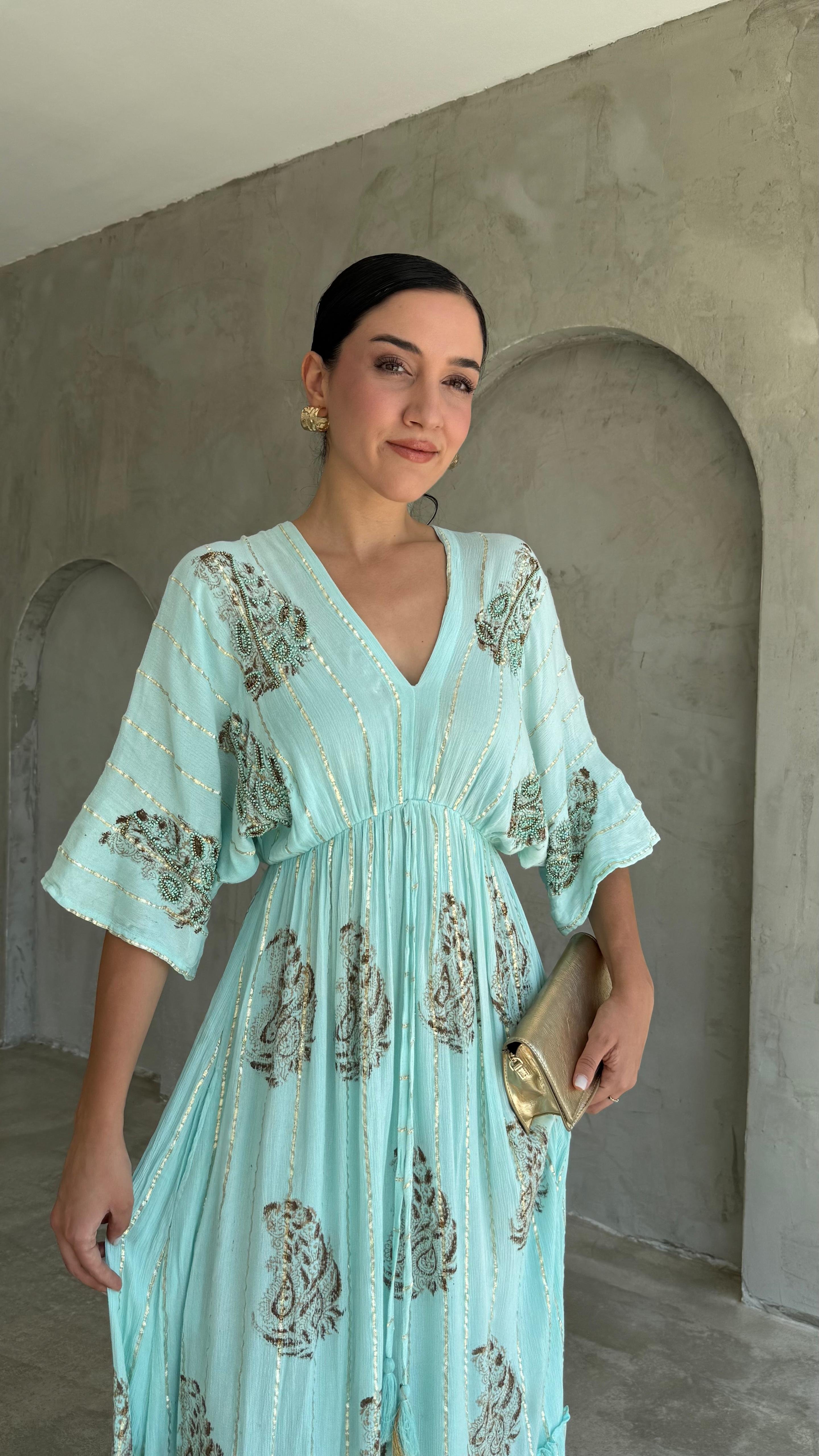 Bel Lastikli İç Astarlı Elbise (VNT38984)