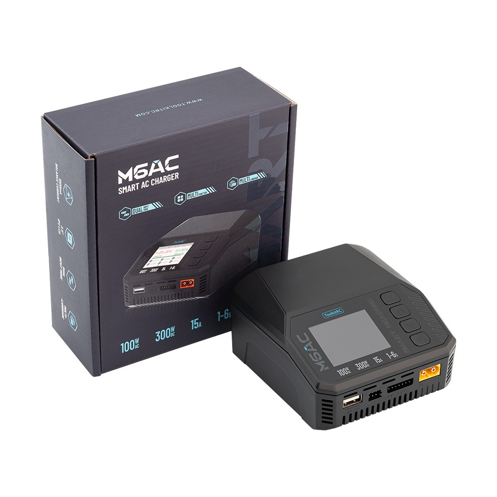 ToolkitRC M6AC 300W AC/DC Akıllı Şarj Cihazı – 1‑6S LiPo/LiHV & 15A
