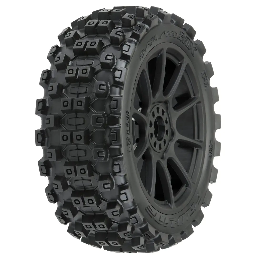 1/8 Badlands MX M2 F/R Buggy Tires Mounted 17mm Black Mach 10 (2)
