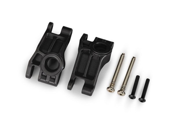  Carriers, stub axle, rear, extreme heavy duty, black (left & right)/ 3x31mm hinge pins (2)/ 3x18mm BCS (2) (for use with #9180, 9181, 9182 upgrade kit) TRX9150