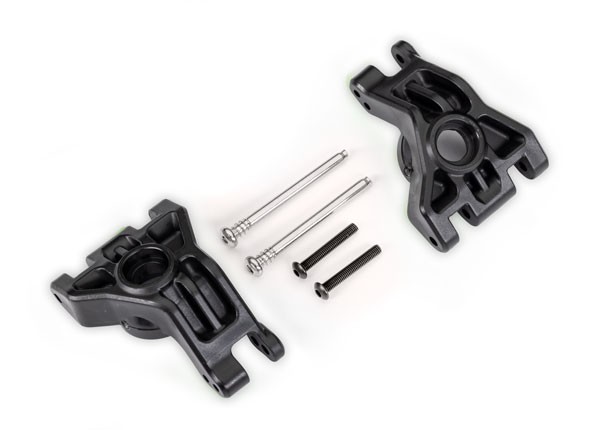  Carriers, stub axle, rear, extreme heavy duty, black (left & right)/ 3x41mm hinge pins (2)/ 3x20mm BCS (2) (for use with #9080 upgrade kit) TRX9050