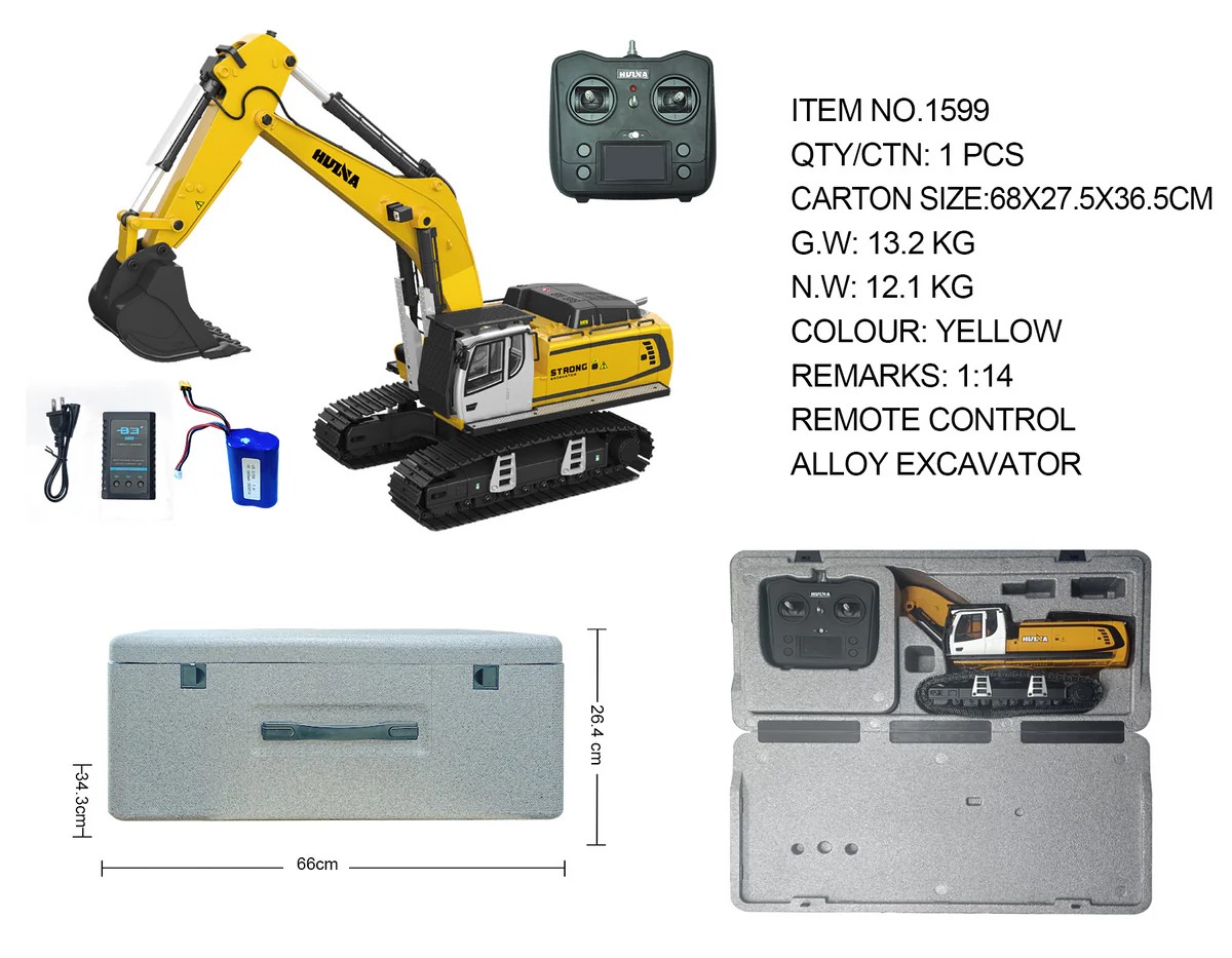 Huina 1599 1/14 Rc Ekskavatör Full Metal 