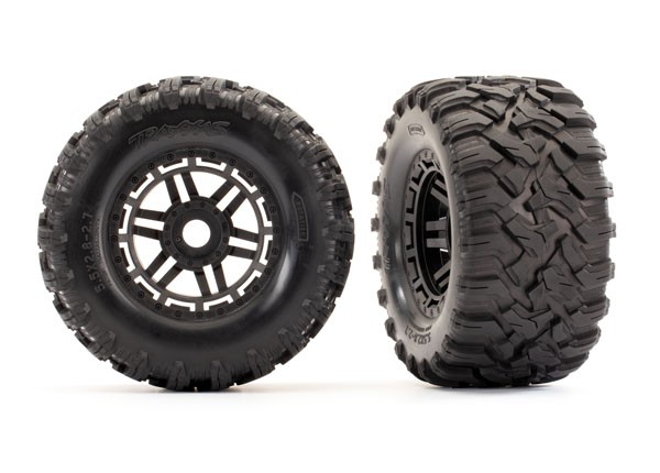  Tires & wheels, assembled, glued (black wheels, Maxx® All-Terrain tires, foam inserts) (2) (17mm splined) (TSM® rated)