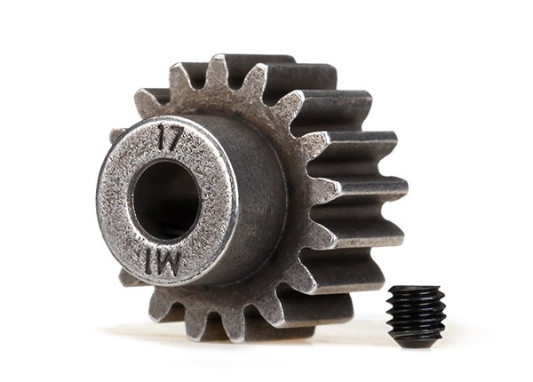  Gear, 17-T pinion (1.0 metric pitch) (fits 5mm shaft)/ set screw (for use only with steel spur gears) 