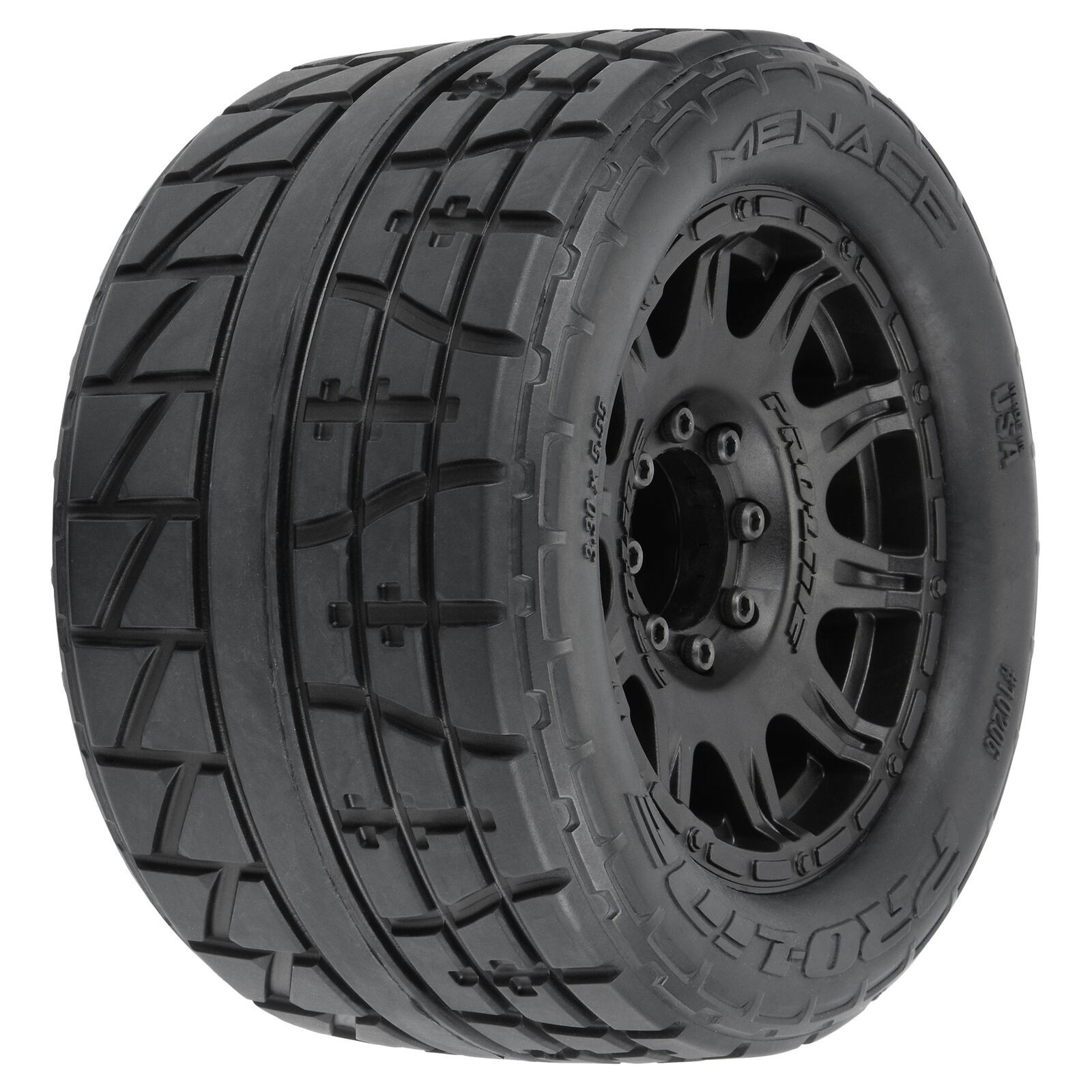 Proline 1/8 Menace HP BELTED Fr/Rr 3.8" MT Tires Mounted 17mm Black Raid (2) 