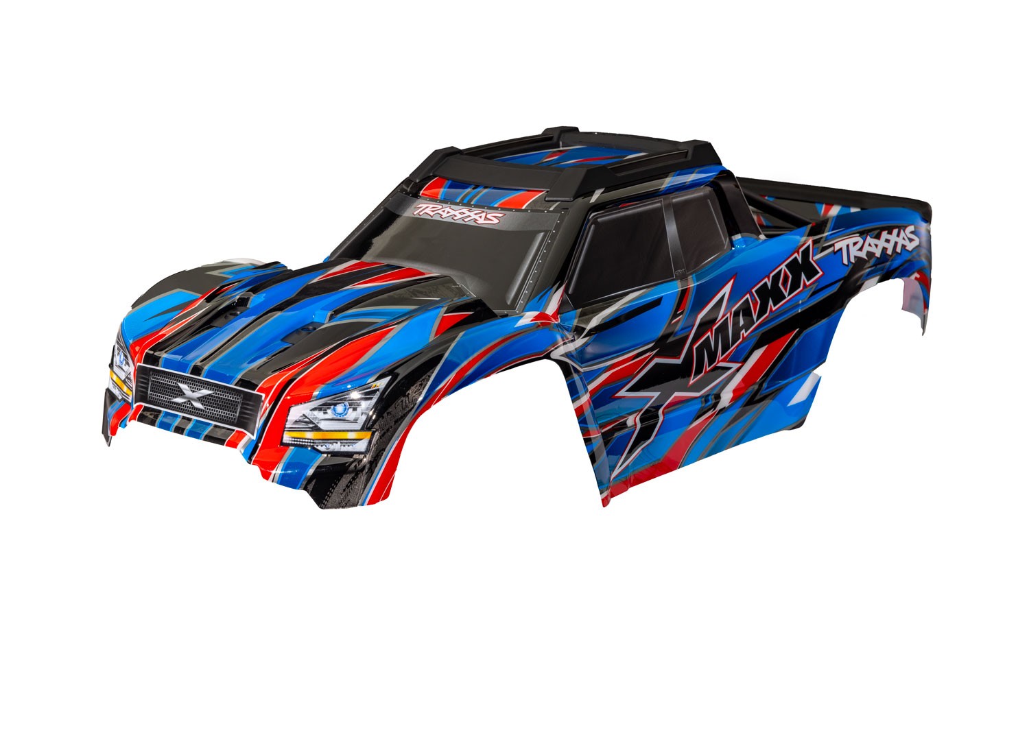 Body, X-Maxx®, blue (painted, decals applied) (assembled with front & rear body mounts, rear body support, and tailgate protector)