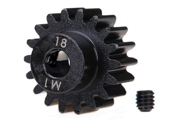 Gear, 18-T pinion (machined) (1.0 metric pitch) (fits 5mm shaft)/ set screw (for use only with steel spur gears) TRX6491R