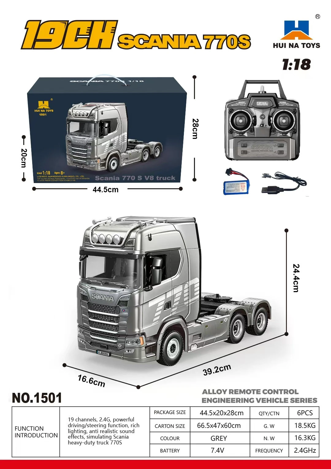 Huina Scania 770S RC Truck 1/18 RTR