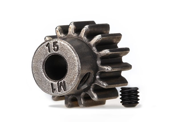  Gear, 15-T pinion (1.0 metric pitch) (fits 5mm shaft)/ set screw (for use only with steel spur gears) TRX6487X