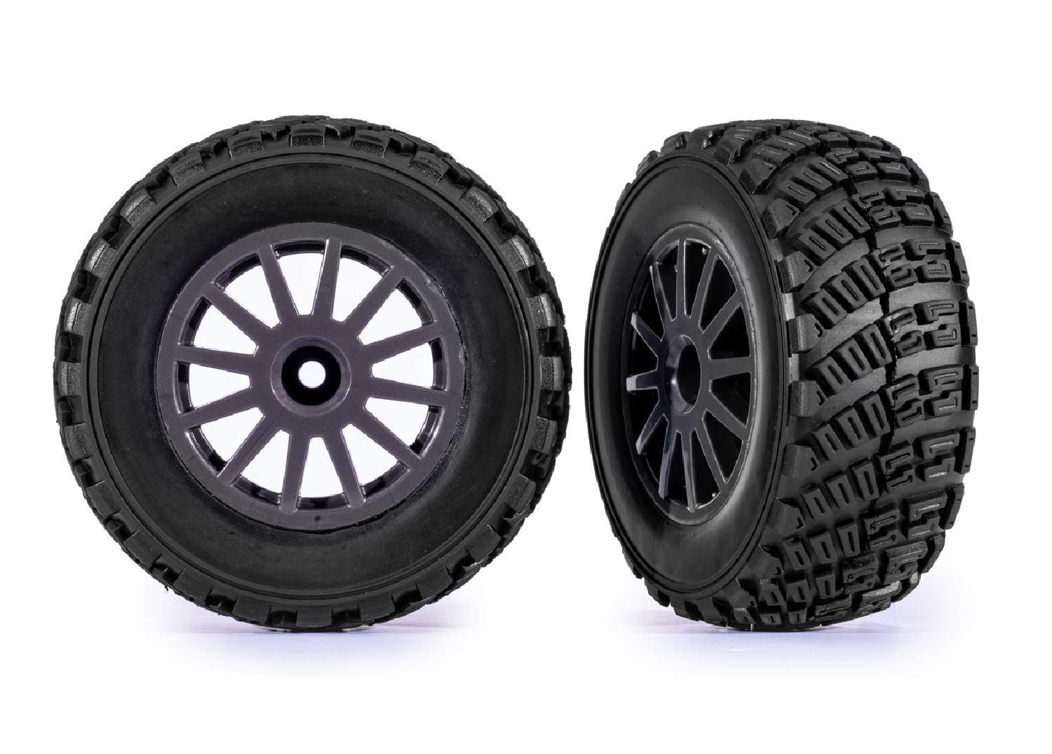 Gray 12-Spoke Rally Wheels w/ Rally Tires (2)