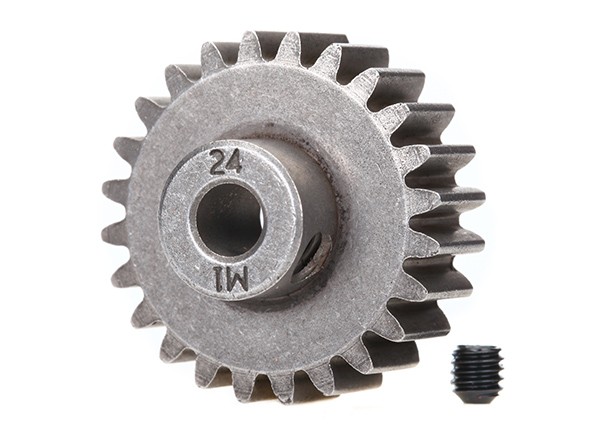  Gear, 24-T pinion (1.0 metric pitch) (fits 5mm shaft)/ set screw (for use only with steel spur gears) TRX6496X