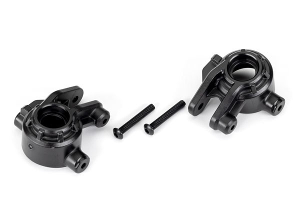  Steering blocks, extreme heavy duty, black (left & right)/ 3x20mm BCS (2) (for use with #9080 upgrade kit) TRX9037