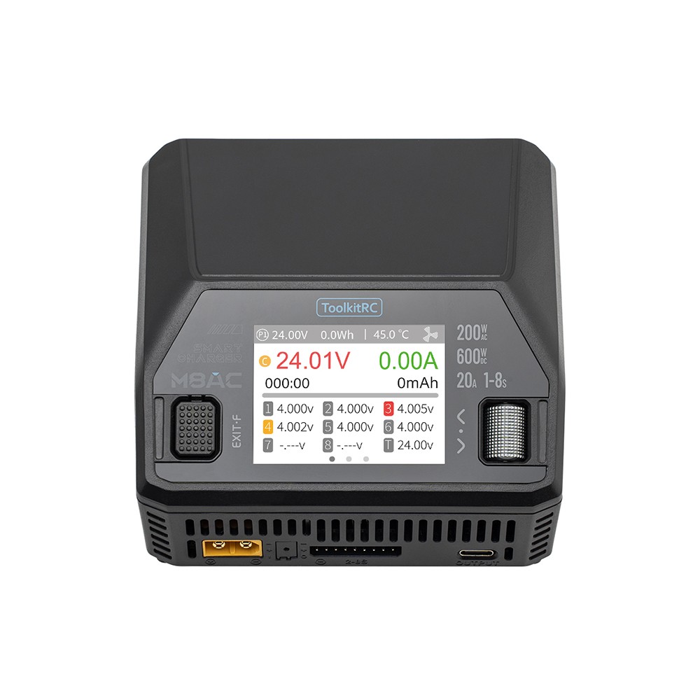 ToolkitRC M8AC 600W Akıllı AC/DC Şarj Cihazı (1‑8S LiPo/LiHV & 65W USB‑C)