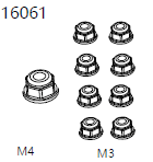 M4 1，M3 8, M2.5 4 Nuts 16061