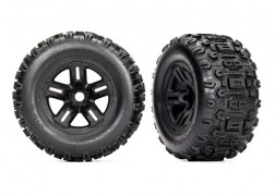 Tires & wheels, assembled, glued (3.8" black wheels, Sledgehammer® tires, foam inserts) (2) TRX9672