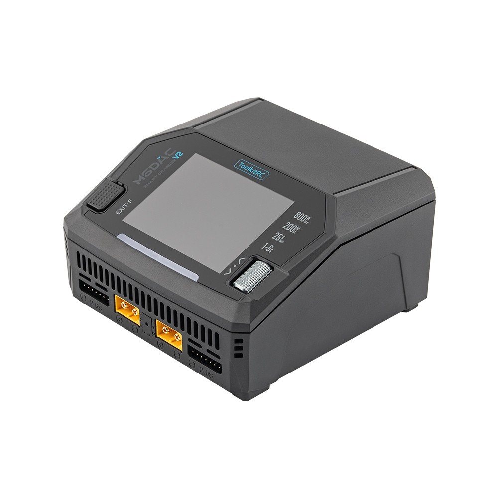 ToolkitRC M6DAC V2 Çift Kanal Akıllı Şarj Cihazı (AC/DC, 16A×2, USB‑C 65W)