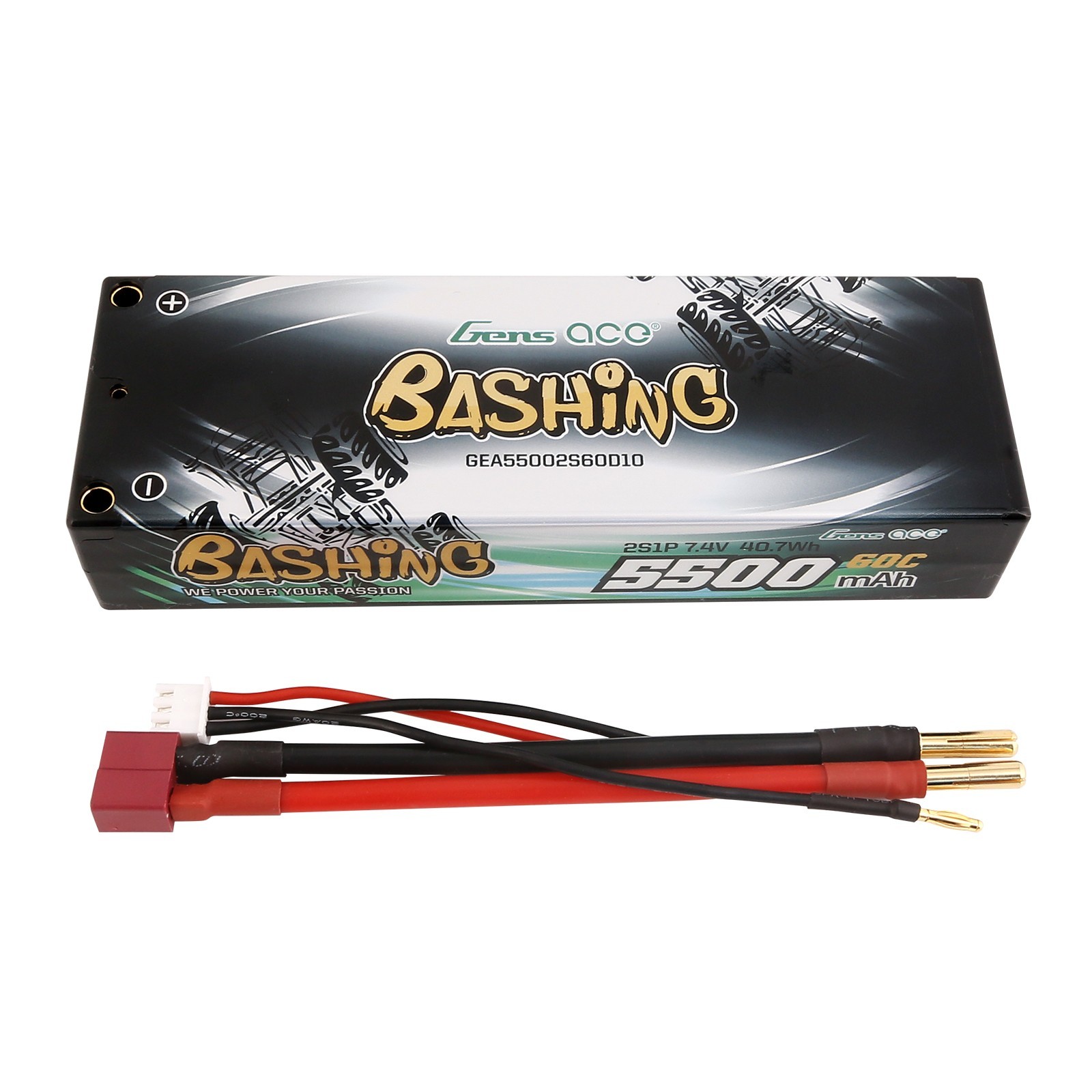 Gens Ace 5500mAh 2S 7.4V 60C HardCase Lipo Batarya (Bullet)