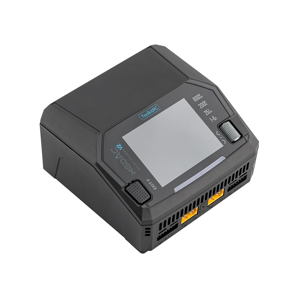 ToolkitRC M6DAC V2 Çift Kanal Akıllı Şarj Cihazı (AC/DC, 16A×2, USB‑C 65W)