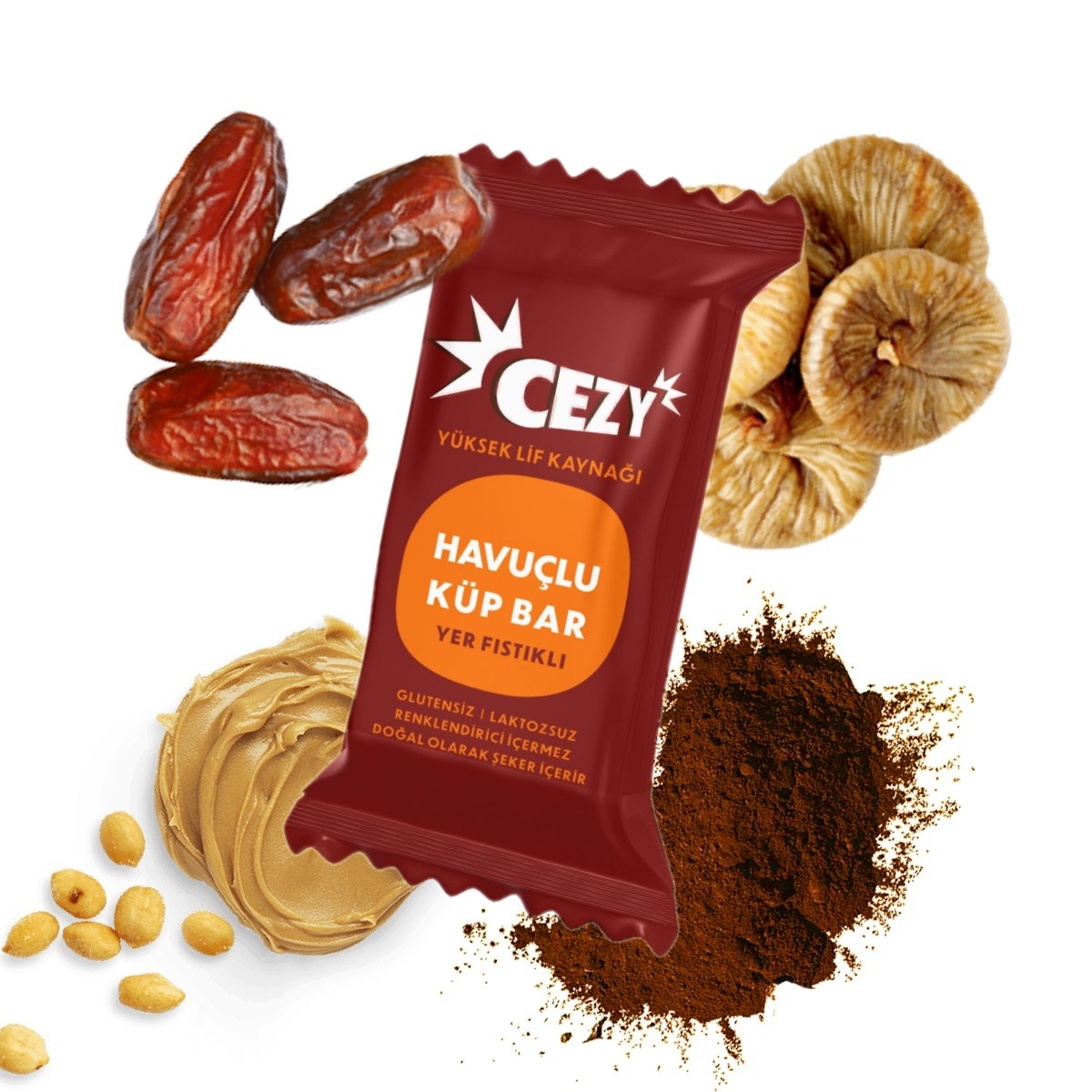 CEZY Havuçlu Küp Bar Yer Fıstıklı 30g x 12 adet