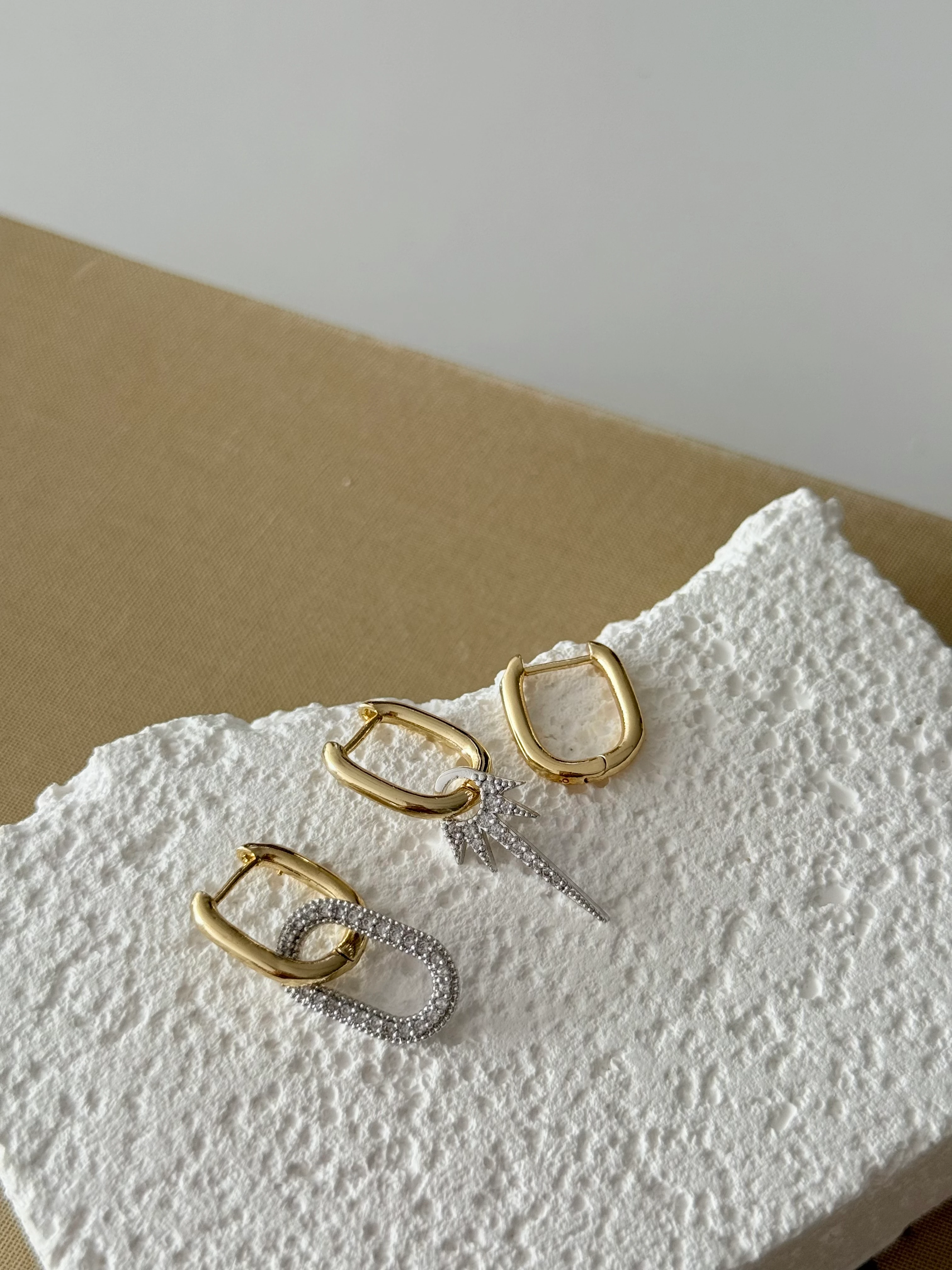 Özel Seri 3'lü Gold ve Silver Tone Küpe