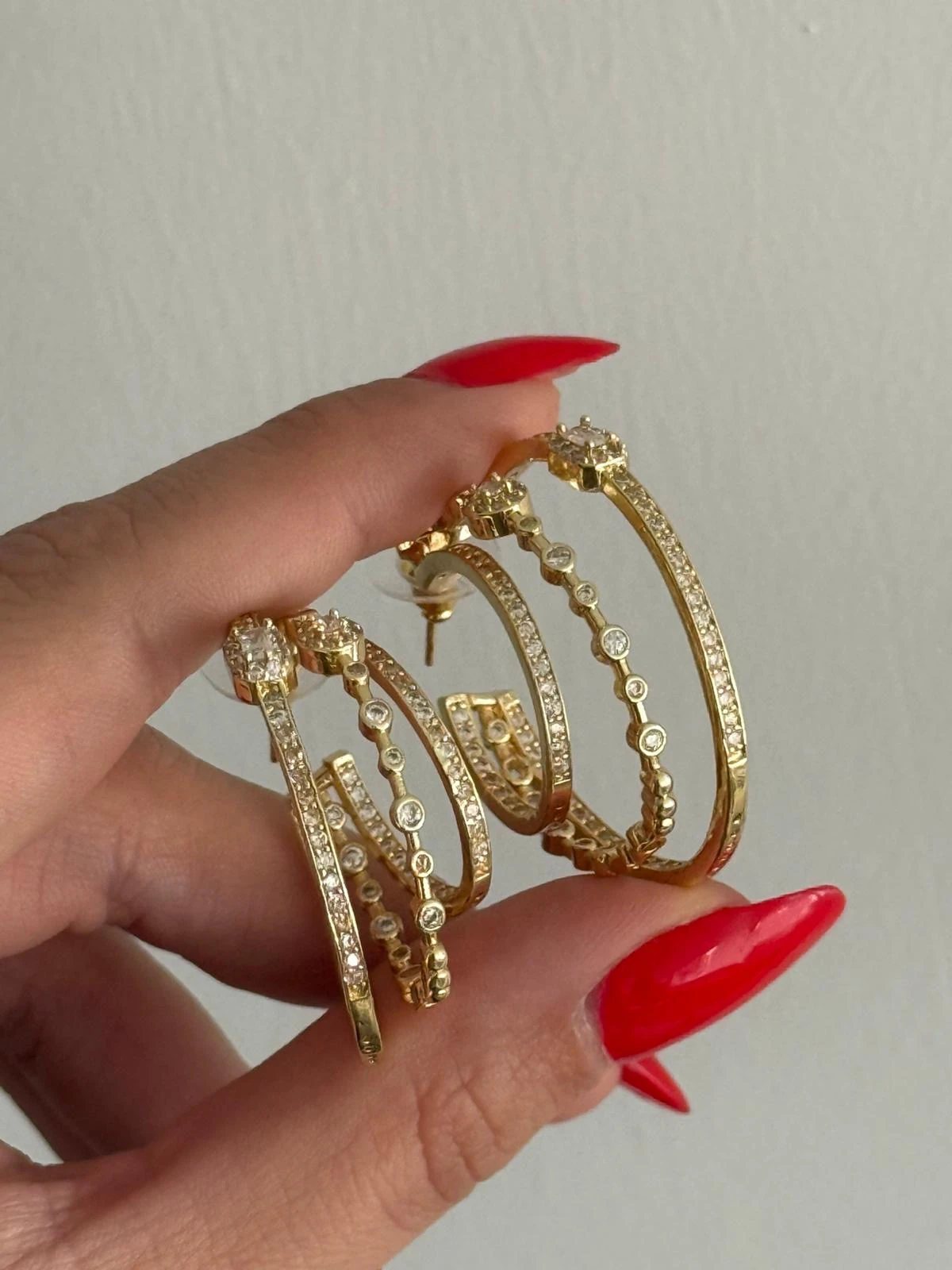 Özel Seri 3'lü Görünümlü Halka Küpe