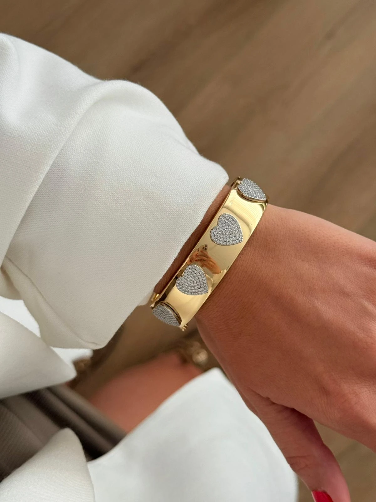 Çelik Kalp Kelepçe Bileklik 