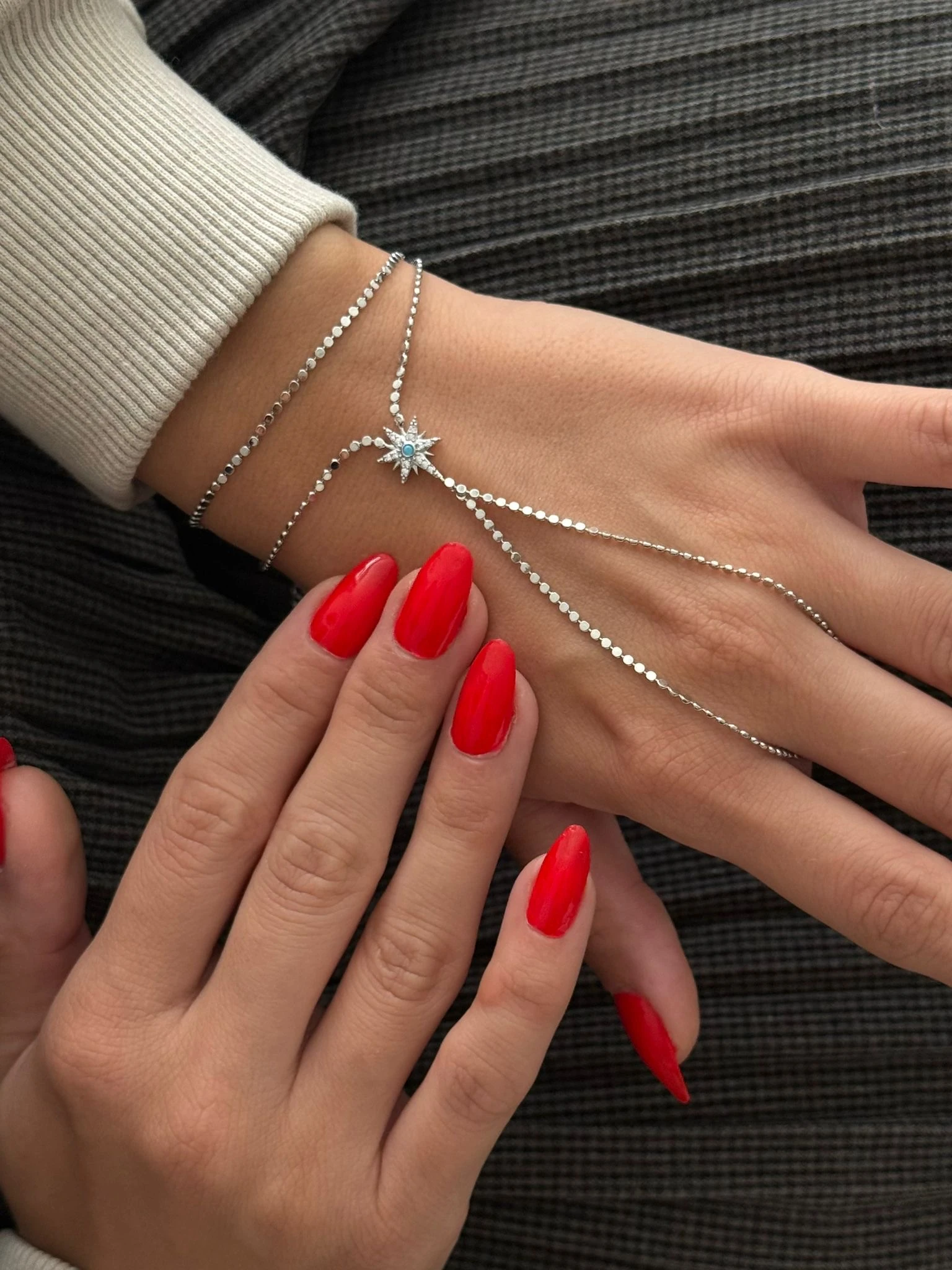 Kuzey Yıldızı Silver Tone Mavi Mineli Şahmeran