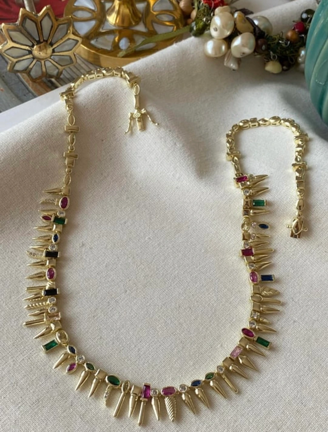 Özel Seri 14K Renkli Taşlı Stick Kolye 