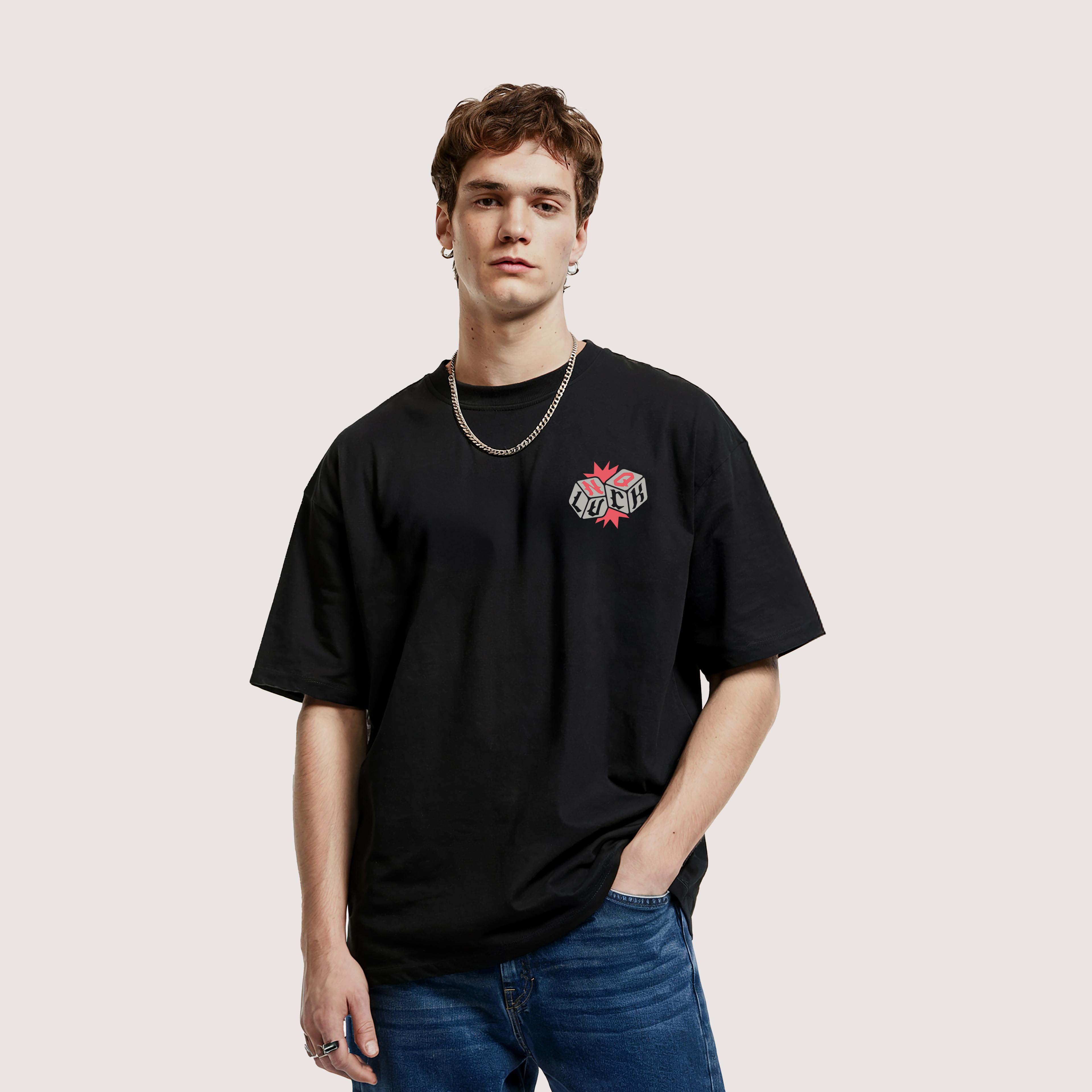 NO LUCK - UNISEX TASARIM T-SHIRT - OVERSIZED