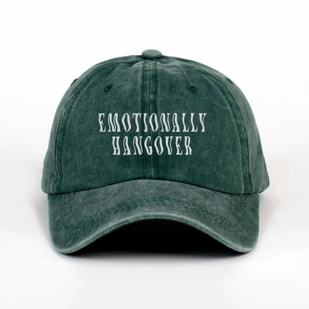 EMOTIONALLY HANGOVER – NAKIŞLI YIKAMALI YEŞİL ŞAPKA – WASHED GREEN CAP