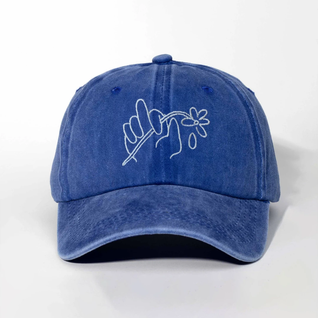 OOPSY DAISY – NAKIŞLI YIKAMALI MAVİ ŞAPKA – WASHED BLUE CAP