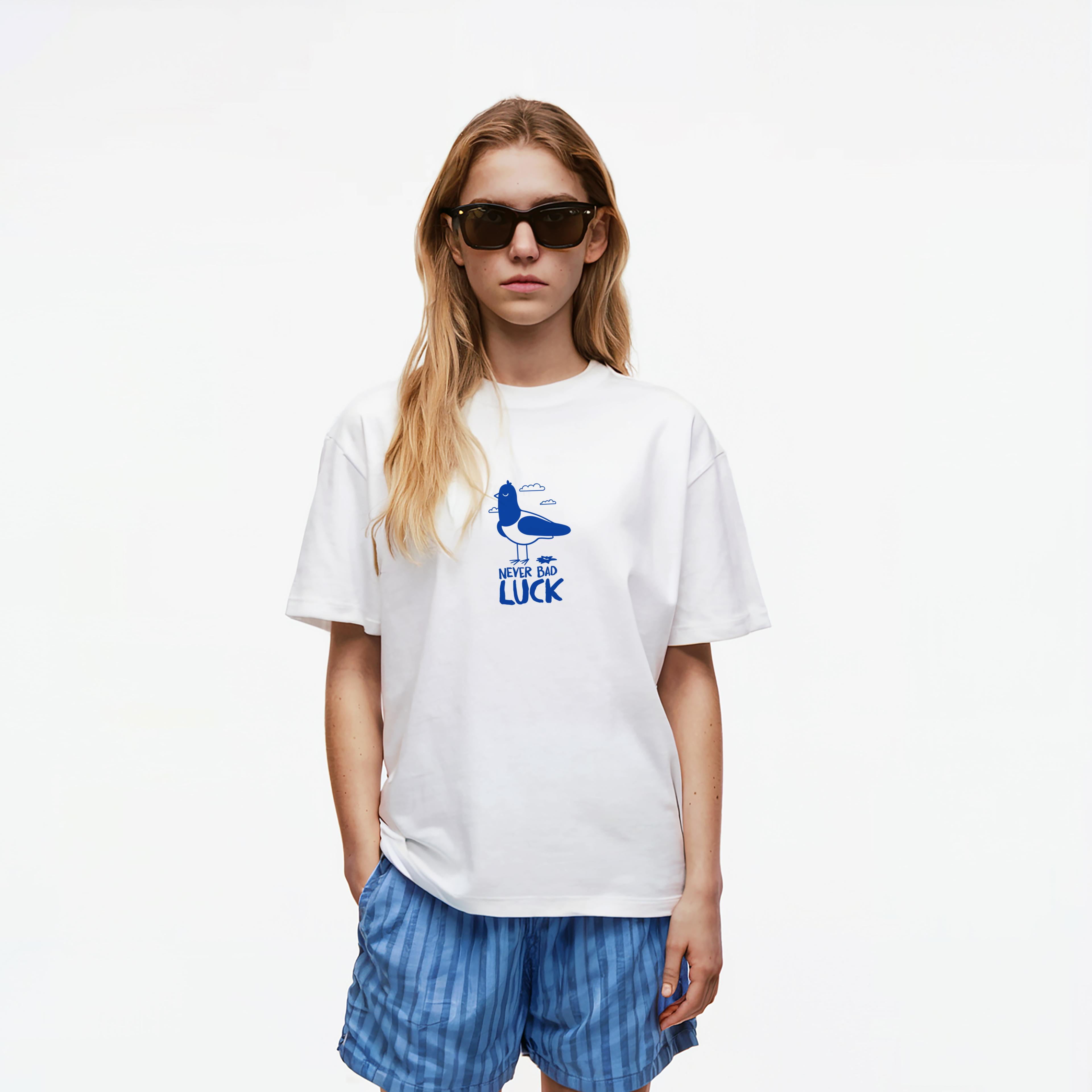 NEVER BAD LUCK - UNISEX TASARIM T-SHIRT - OVERSIZED