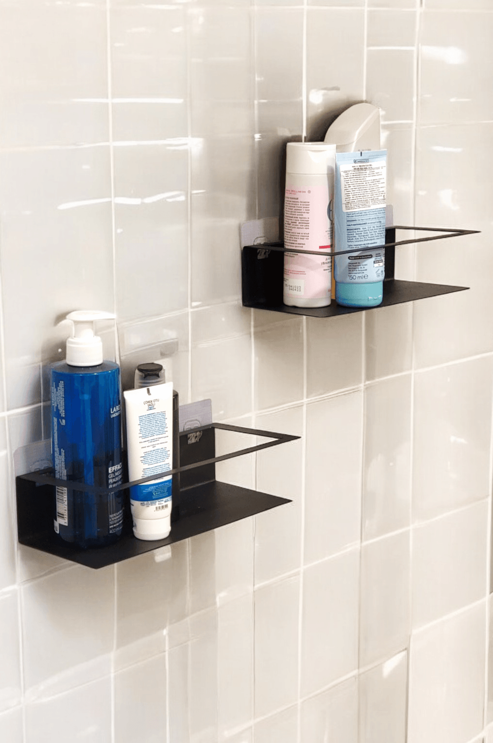 Yapışkanlı 2'li Banyo Rafı - Şampuanlık & Sabun Organizer Set